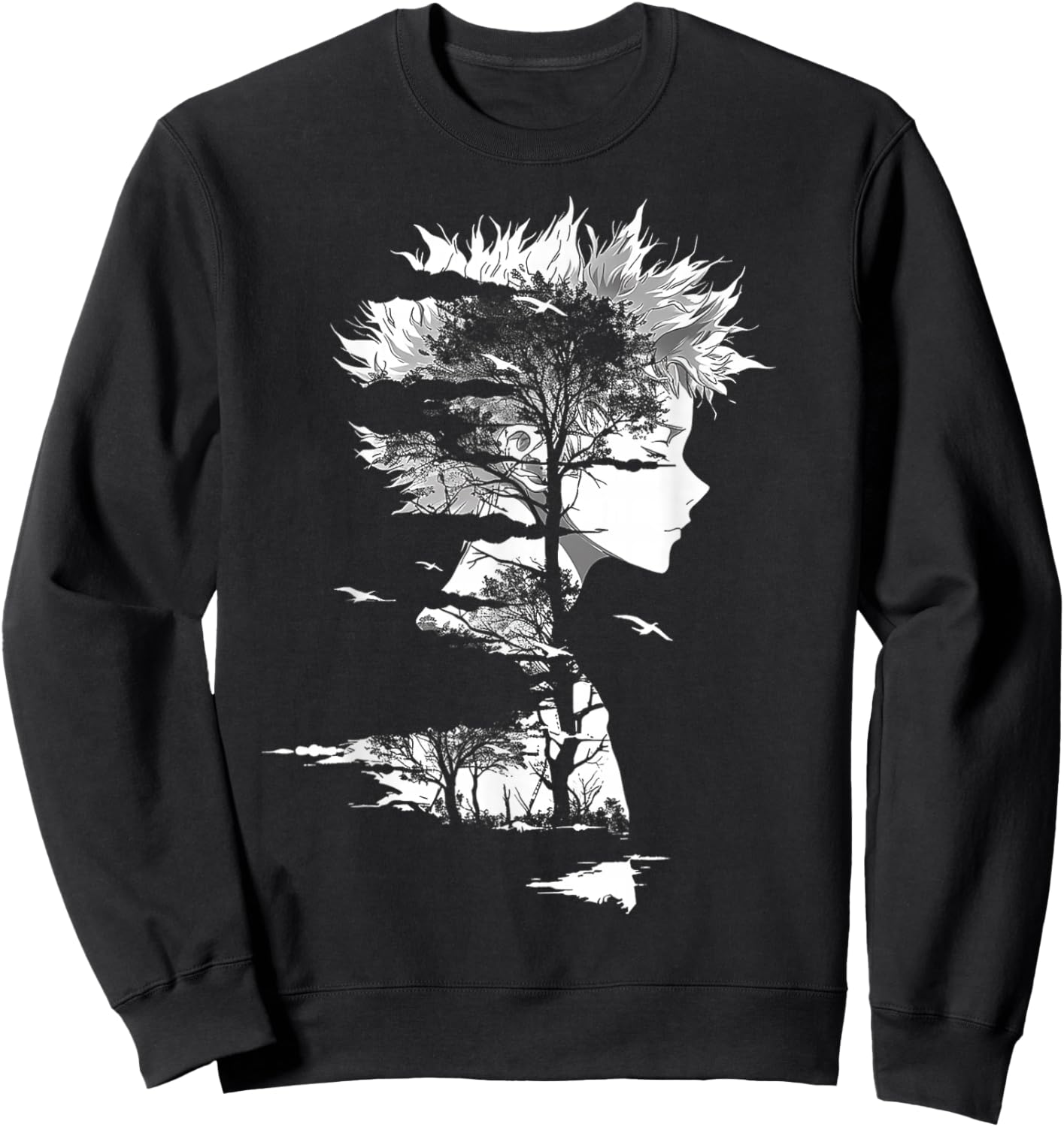 Anime Manga Motif Illustration Anime Sweatshirt - Sweatshirt | Black
