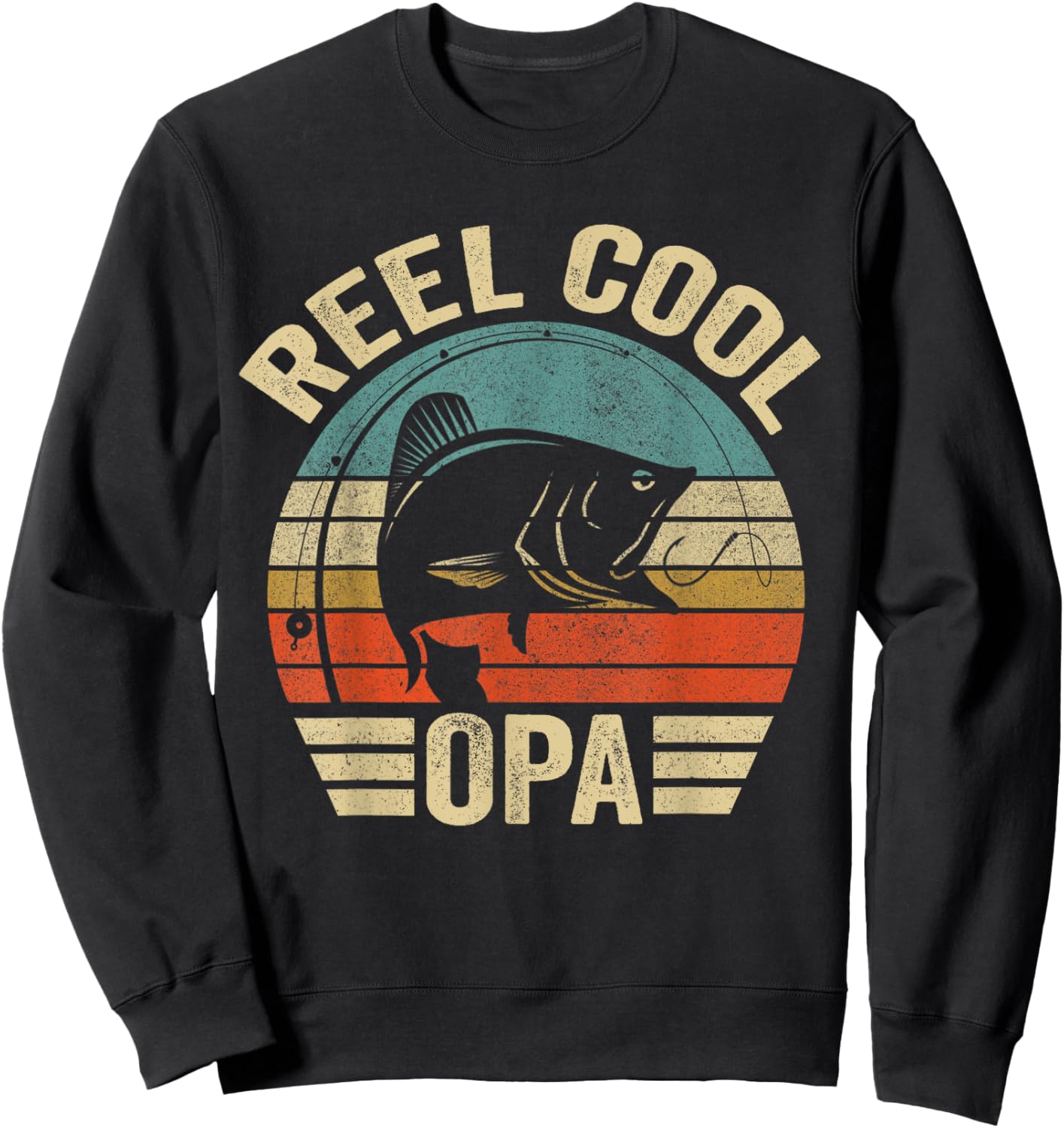 Reel Cool Opa Shirt Opa Fishing Shirt Fathers Day Sweatshirt - Sweatshirt | Black
