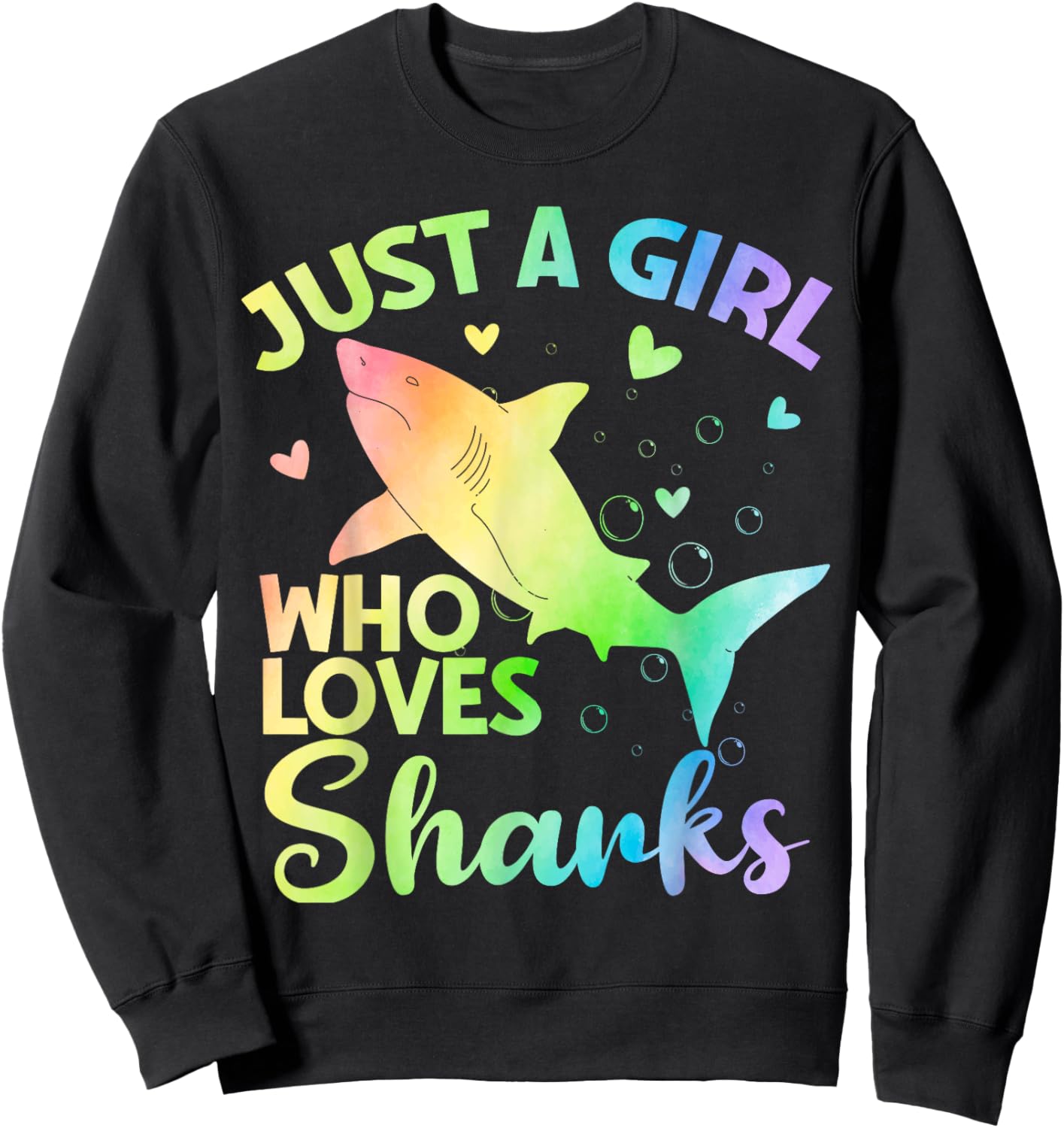 Just a Girl Who Loves Sharks Cute Shark Lover Girls Sweatshirt - Sweatshirt | Black