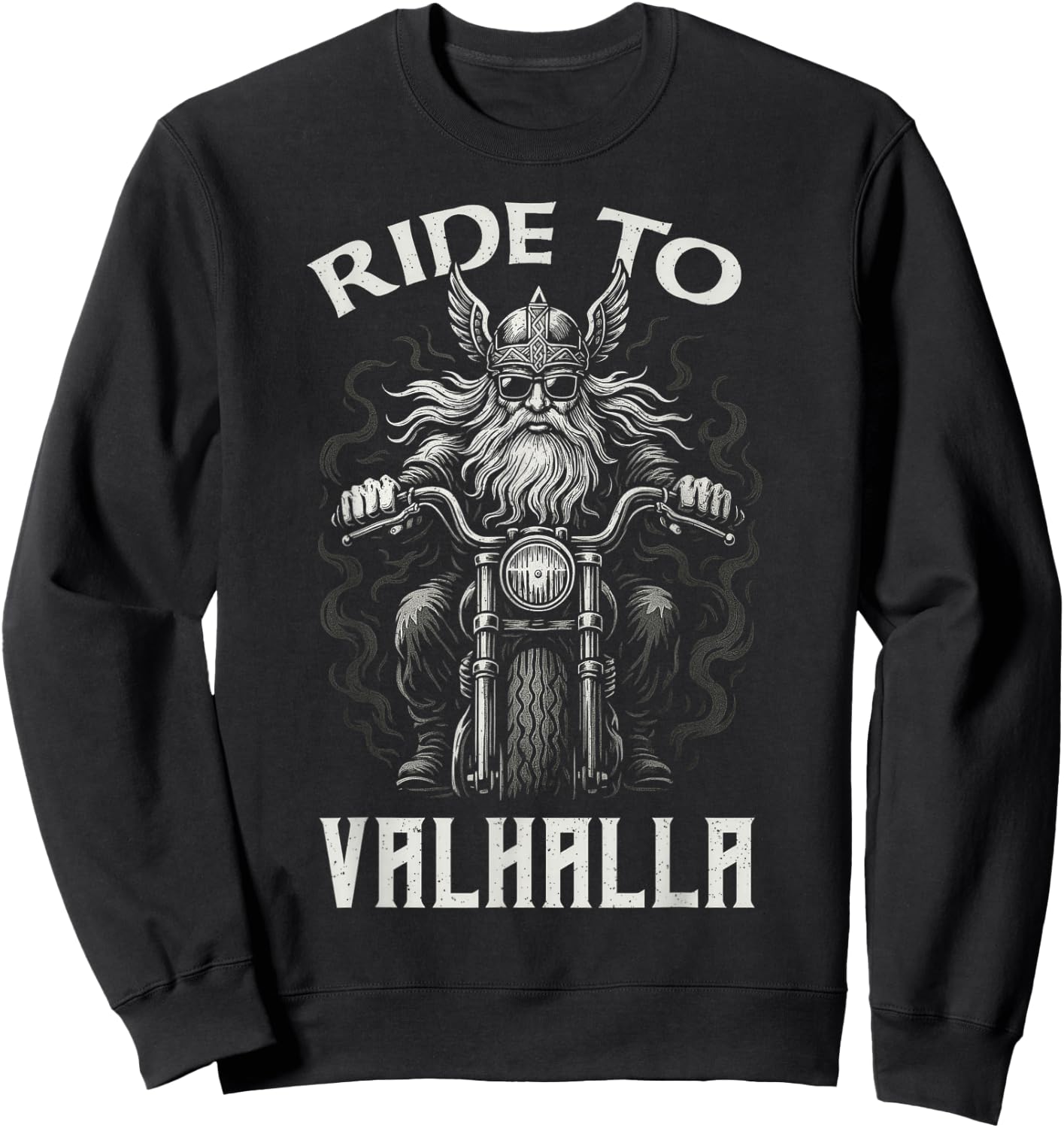 Ride to Valhalla Viking Biker Odin Norse Motorcycle Art Sweatshirt - Sweatshirt | Black
