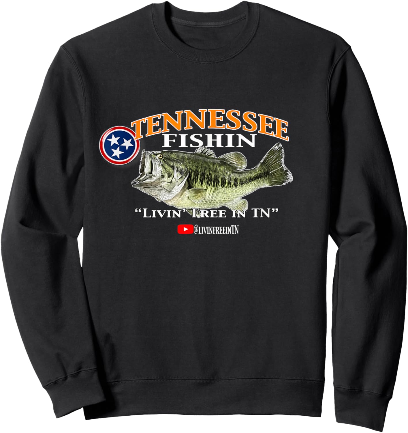 Tennessee Fishin Bass Hog Slab Fishing Sweatshirt - Sweatshirt | Black