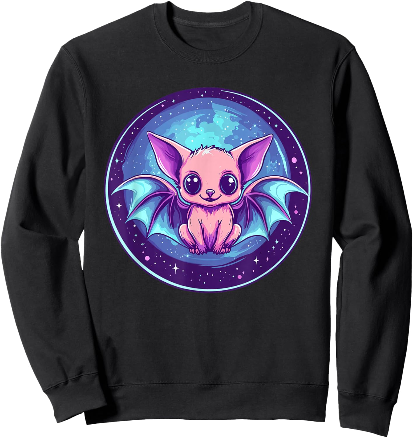 Cute Cosmic Bat Fantasy Animal Creature Sweatshirt - Sweatshirt | Black