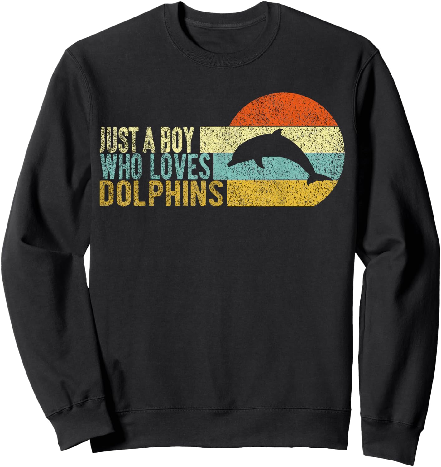 Just A Boy Who Loves Dolphins Dolphin Boy Retro Sweatshirt - Sweatshirt | Black