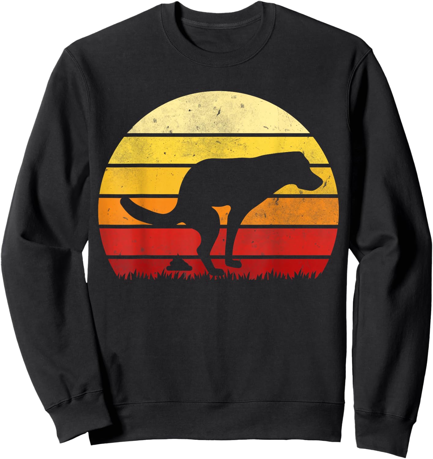Vintage Sunset Labrador Retro Dog Pooping Old School Classic Sweatshirt - Sweatshirt | Black