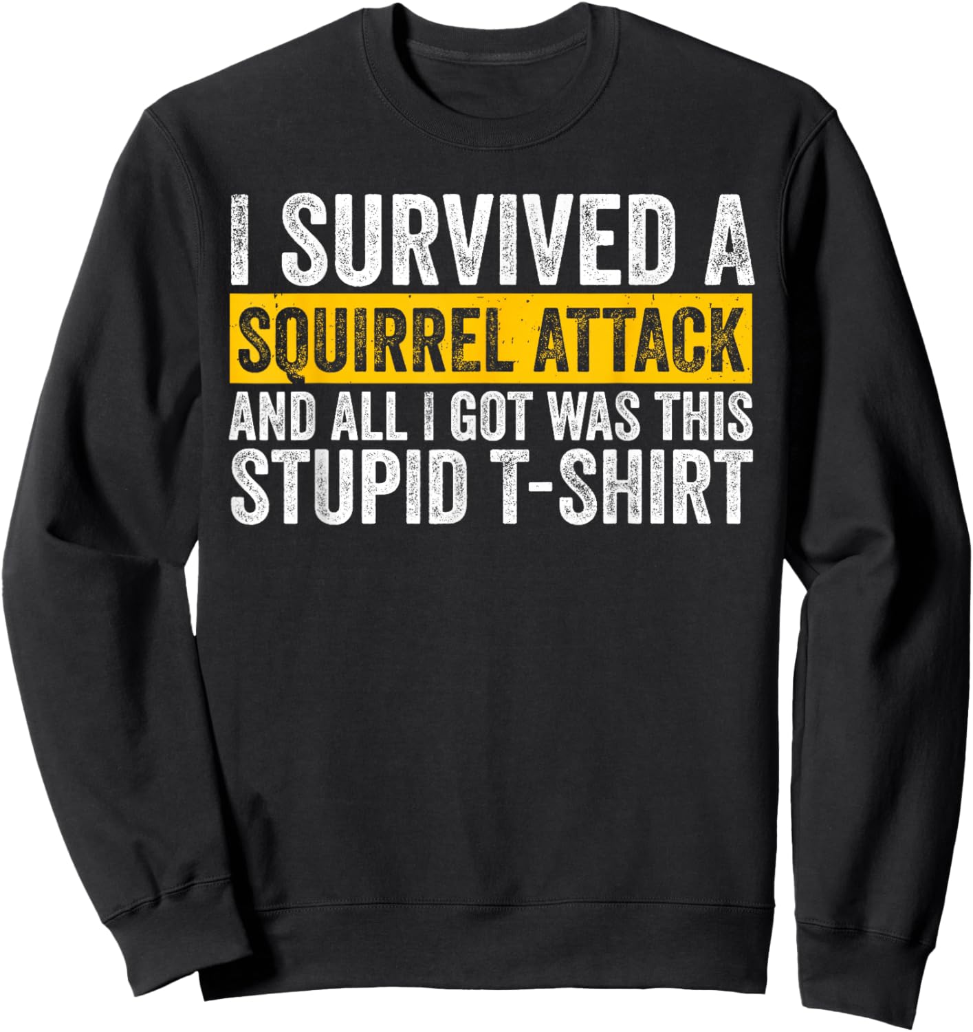 Forest Animal Cool Funny I Survived A Squirrel Attack Sweatshirt - Sweatshirt | Black