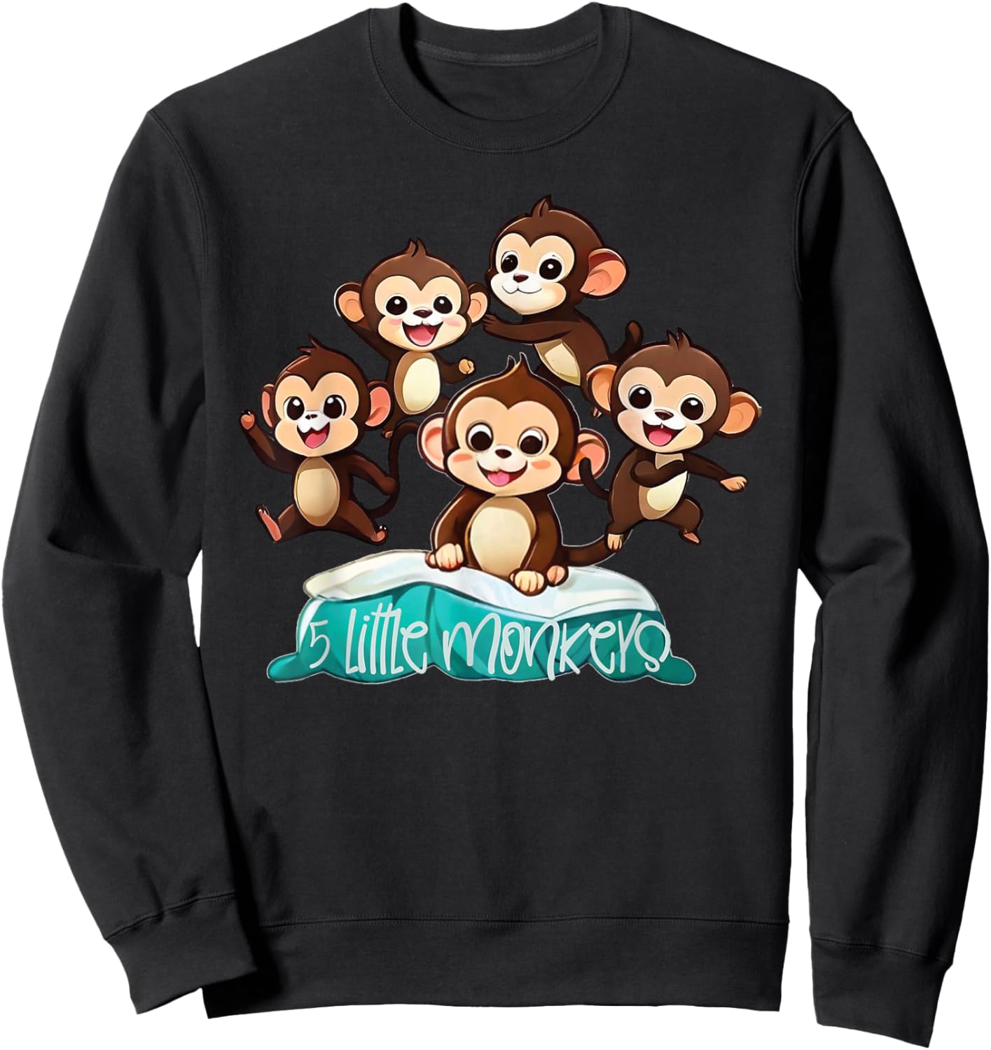 Cool Five Little Monkeys Jumping on The Bed for kids Sweatshirt - Sweatshirt | Black