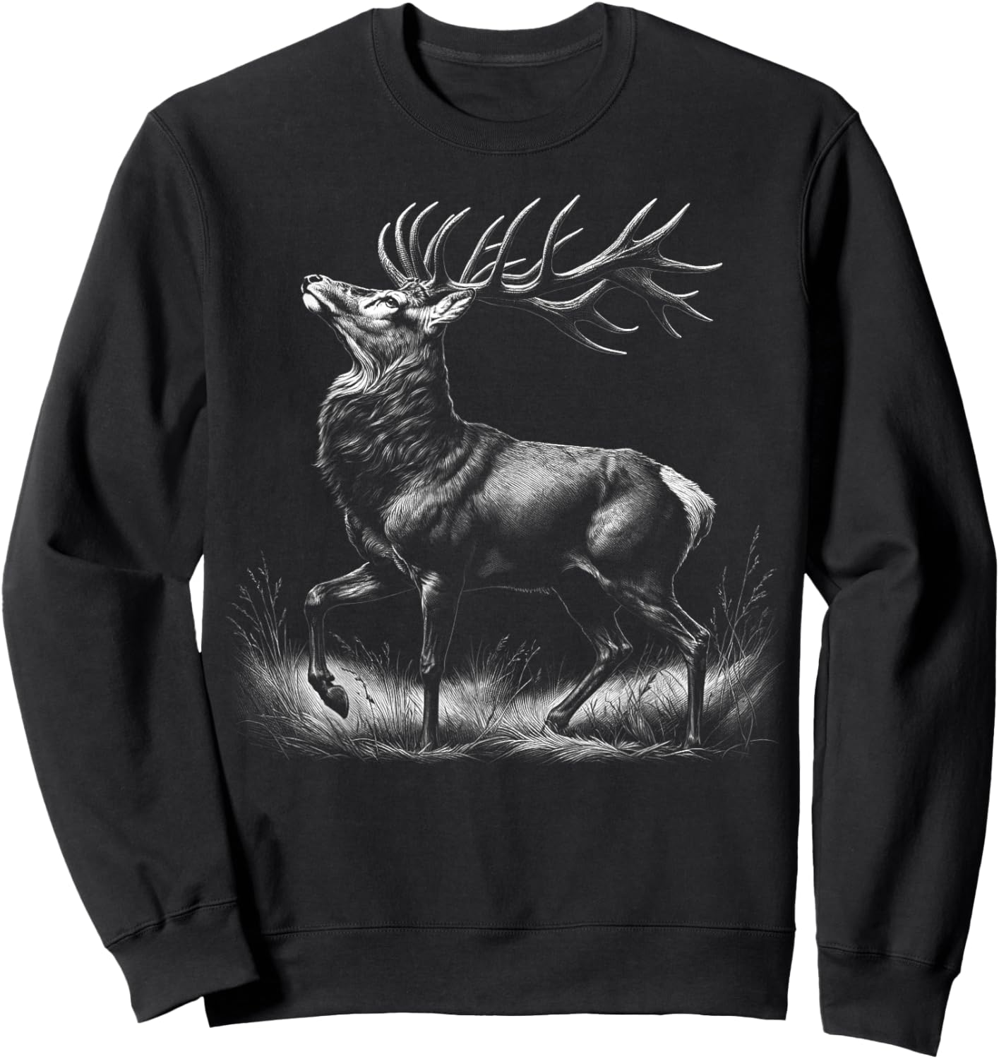 Deer in Proud Pose - Realistic Drawing Style Sweatshirt - Sweatshirt | Black