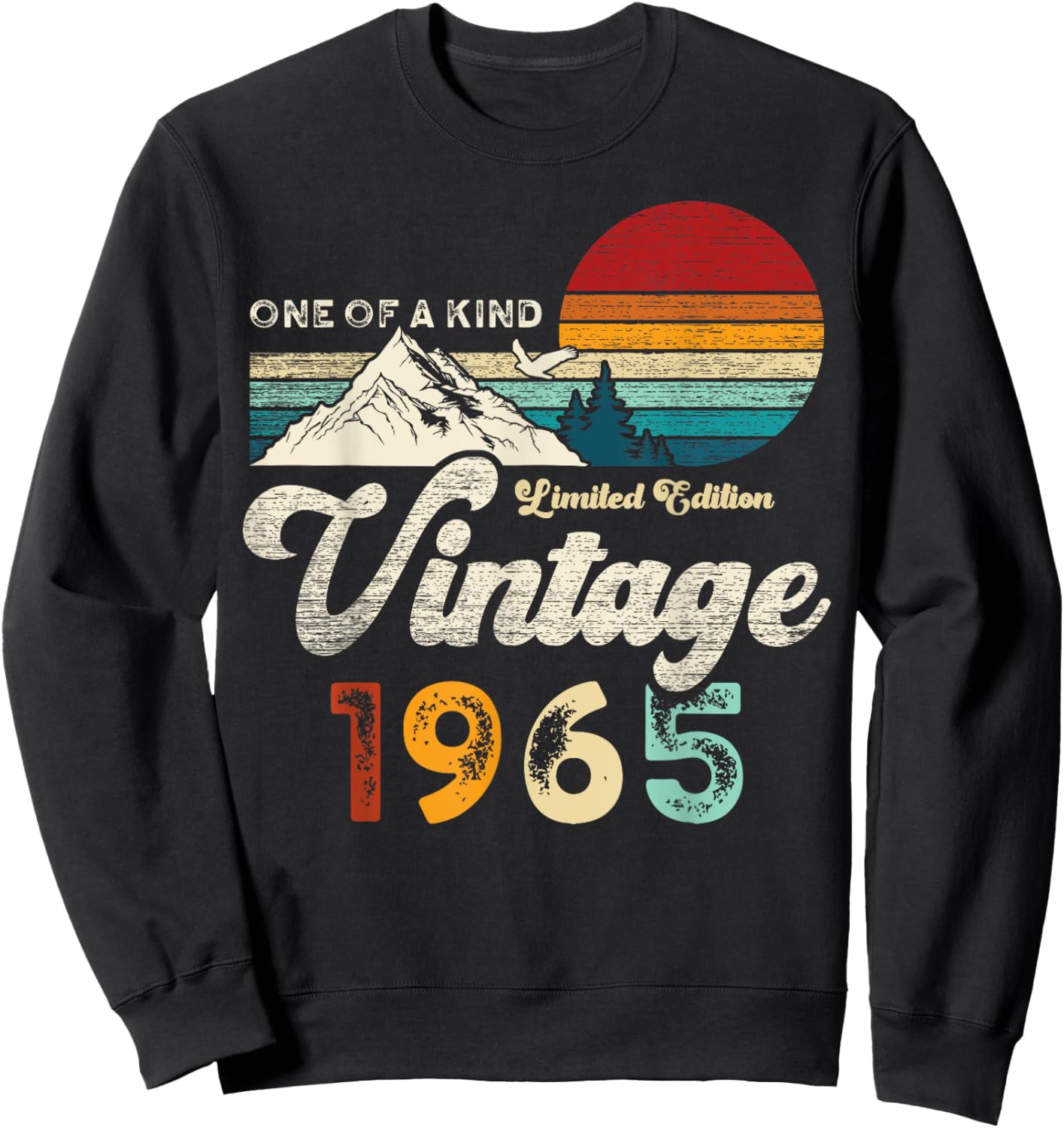 Vintage 1965 Mountains Eagle Retro 60th Birthday Sweatshirt - Sweatshirt | Black