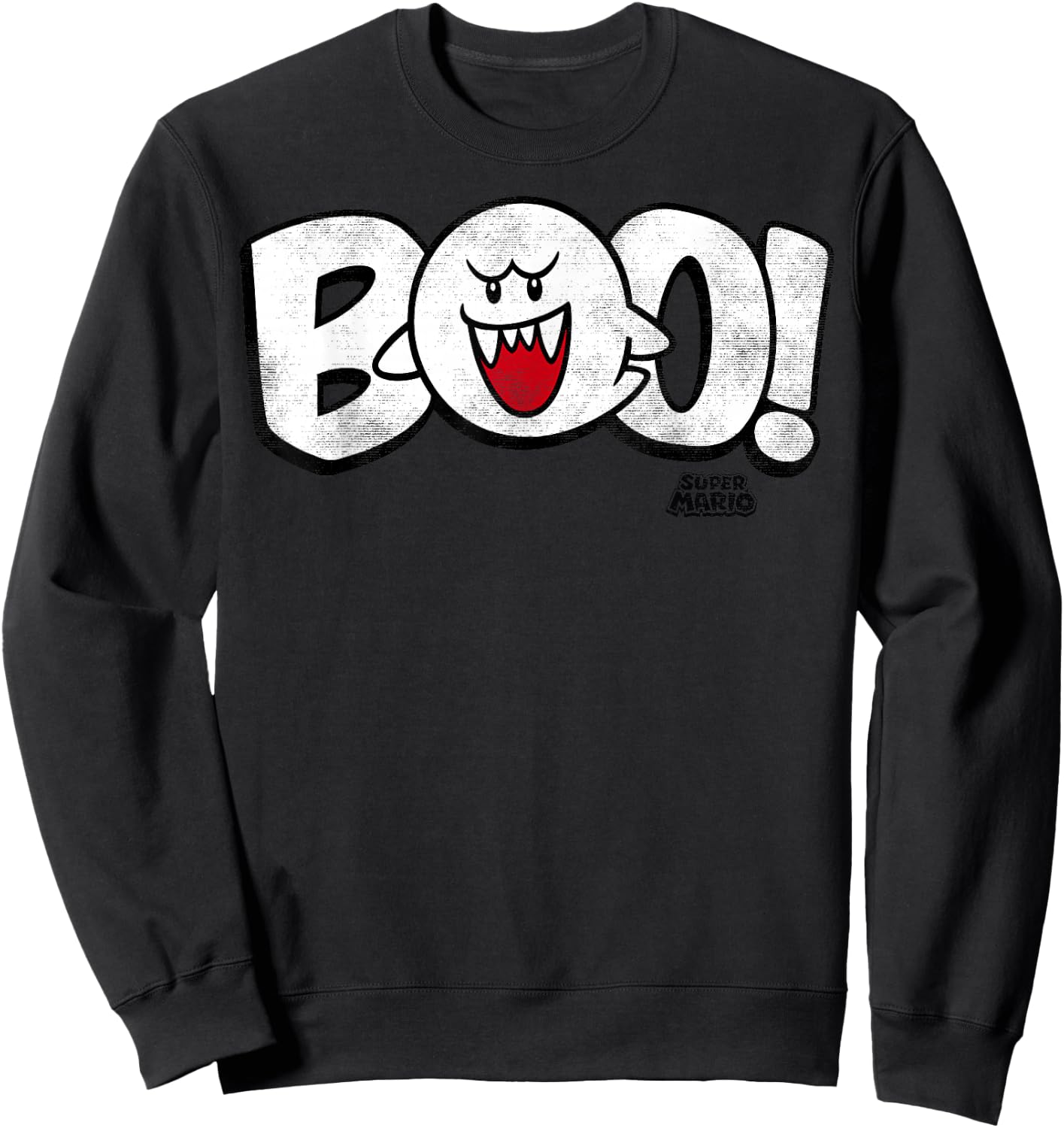 Super Mario Boo Large Text Logo Poster Sweatshirt - Sweatshirt | Black