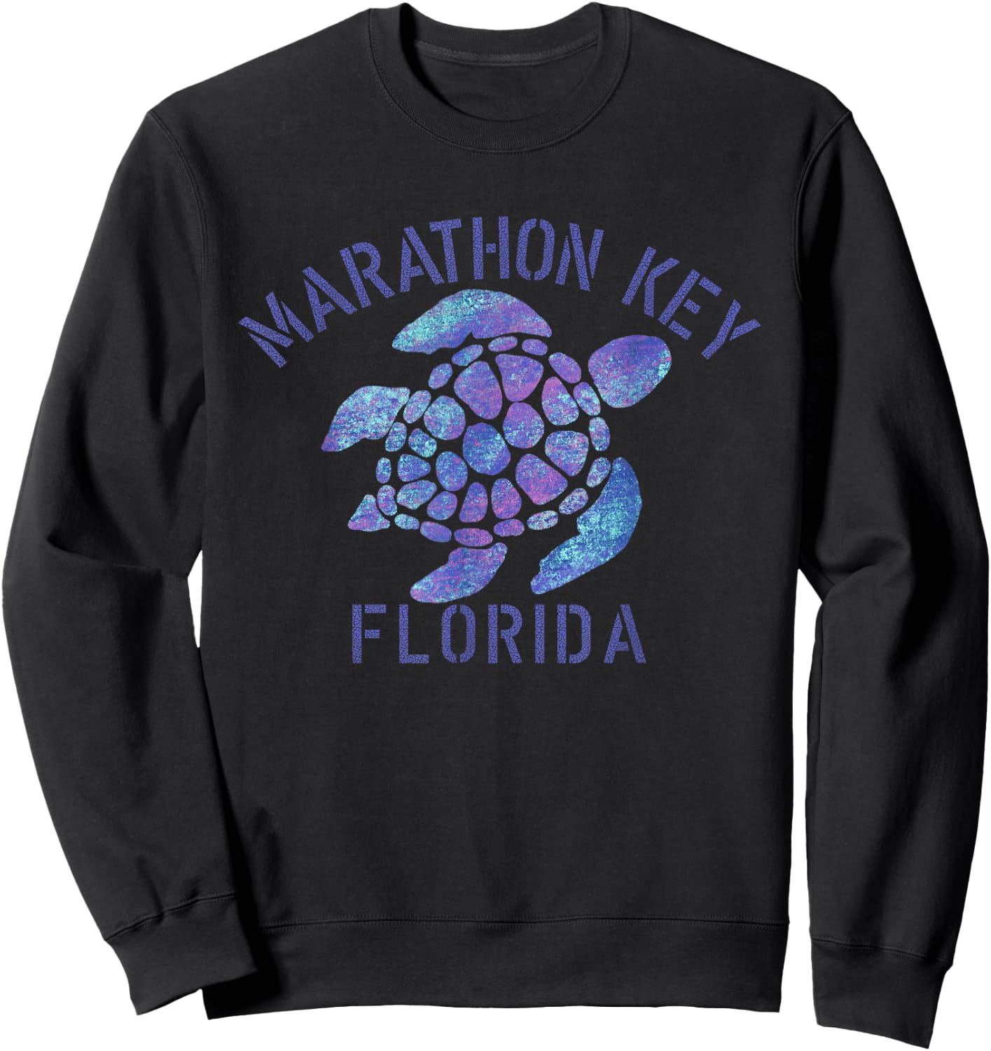 Marathon Key, FL Beach Design / Tribal Turtle Gift Sweatshirt - Sweatshirt | Black