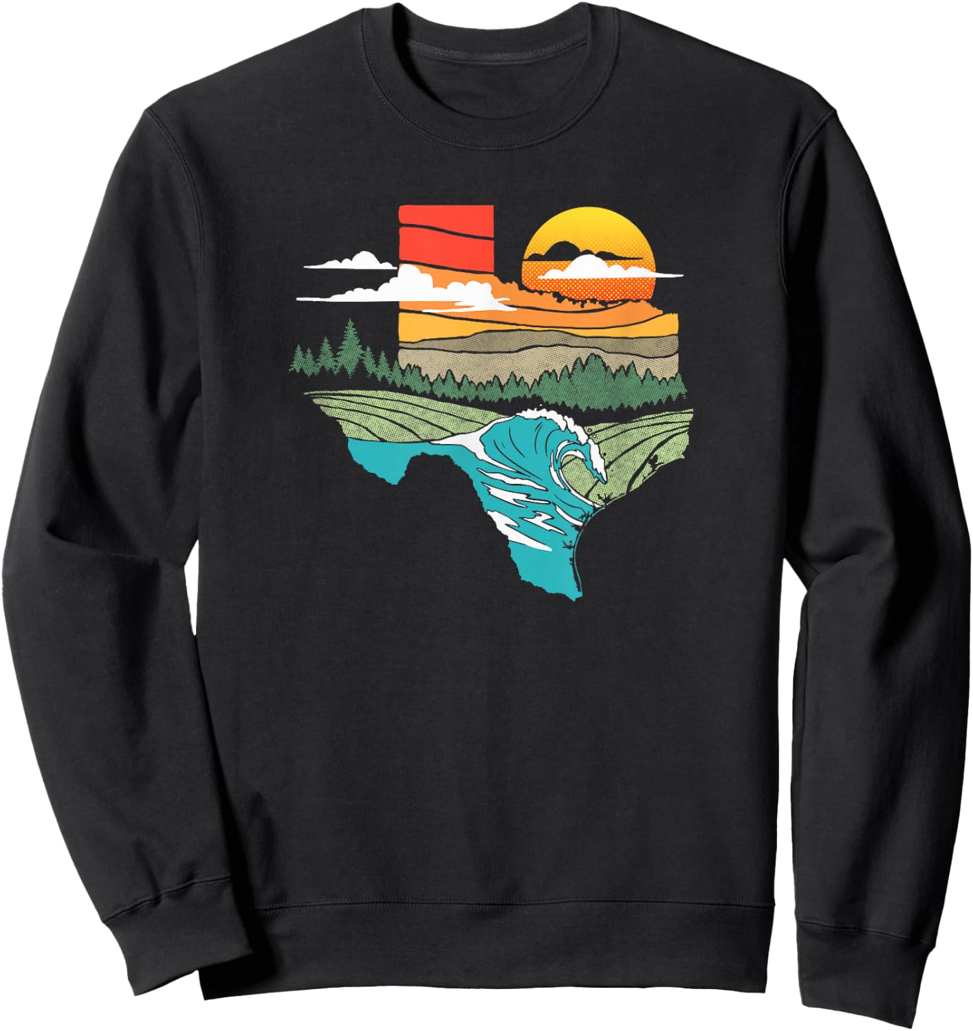 Texas Great Outdoors Nature Art Graphic Sweatshirt - Sweatshirt | Black