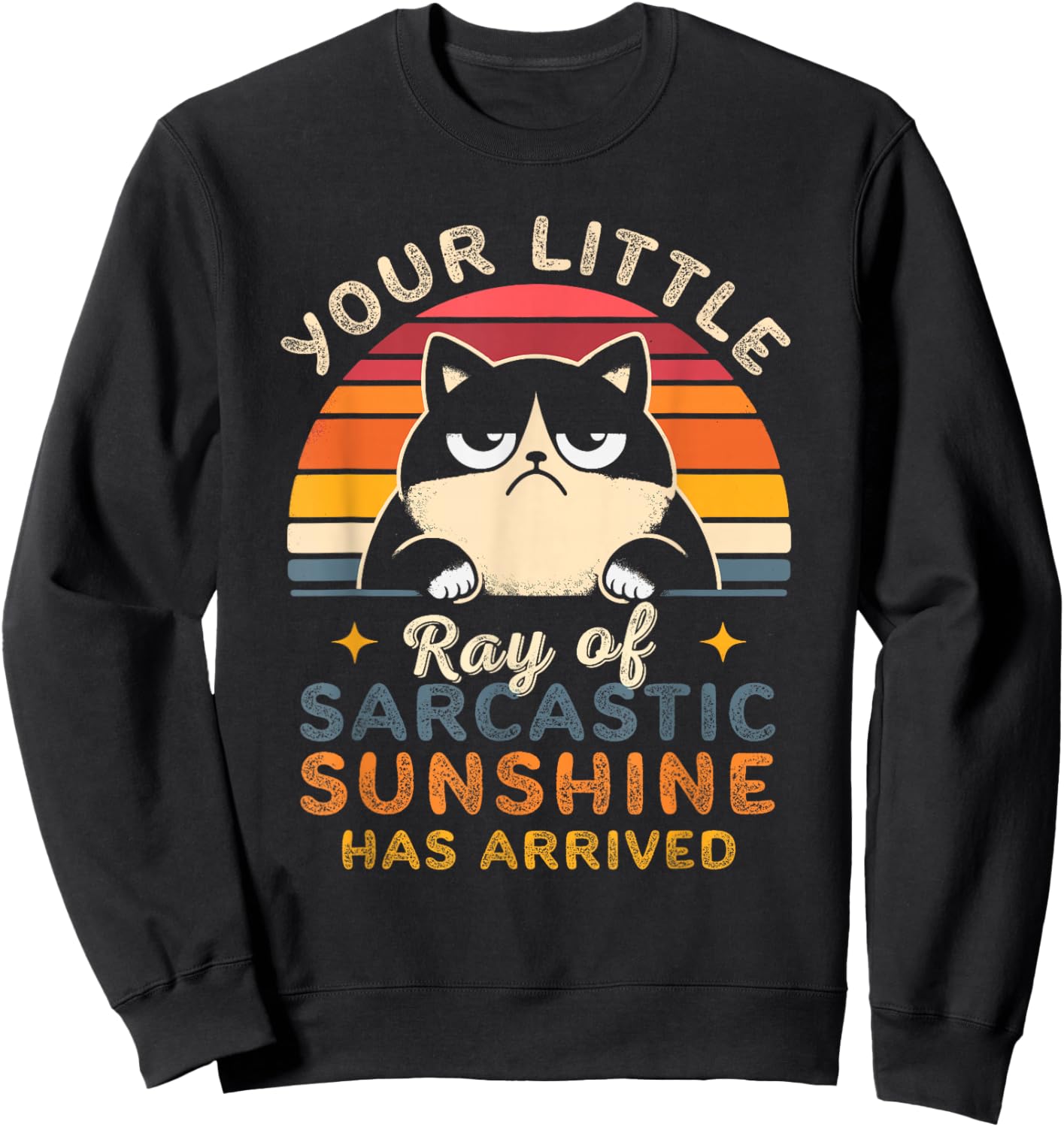 Sarcasm Retro Sunset Quote Ray Of Sarcastic Sunshine Cats Sweatshirt - Sweatshirt | Black