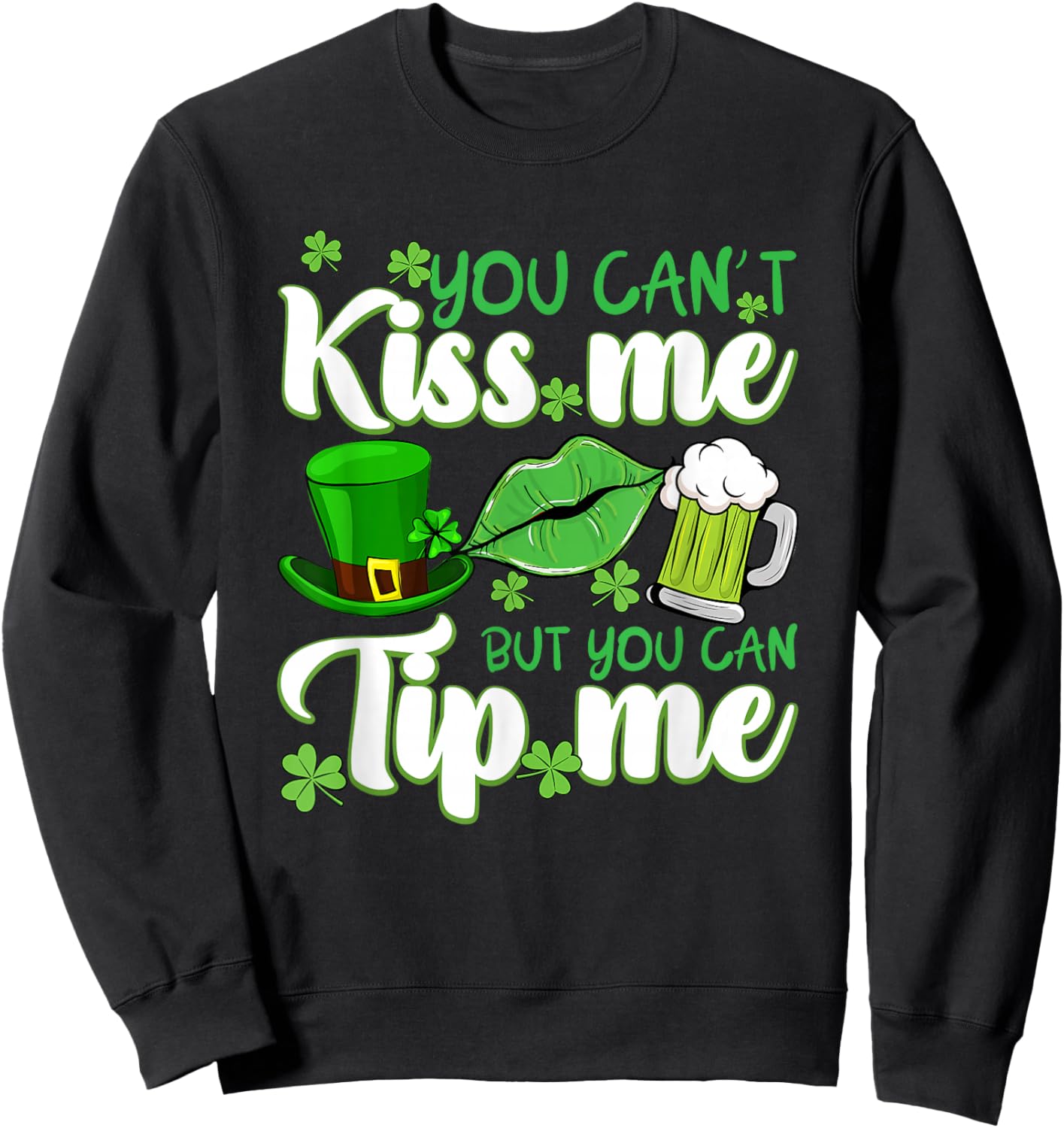 St Patrick's Day Irish Shamrock Clover Waitress Waiter Sweatshirt - Sweatshirt | Black