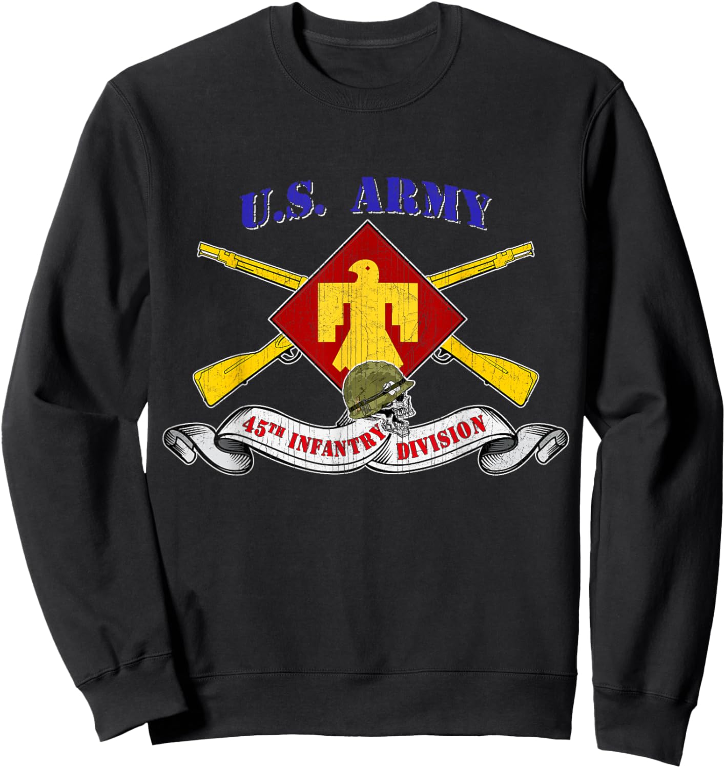 45th Infantry Division 45th ID Veteran Vintage Gifts Sweatshirt - Sweatshirt | Black