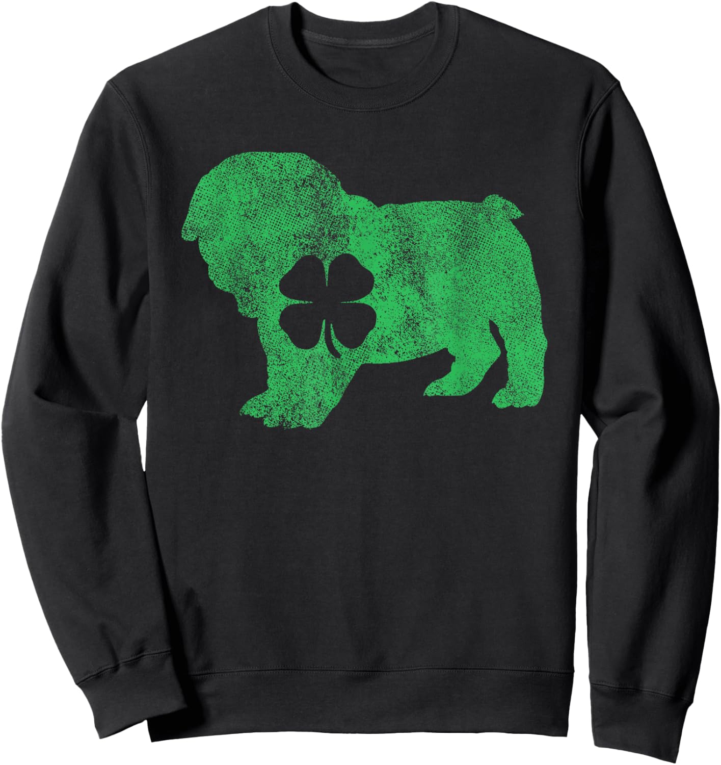 St. Patrick's Day Dog Bulldog Shamrock Men Women Gift Sweatshirt - Sweatshirt | Black