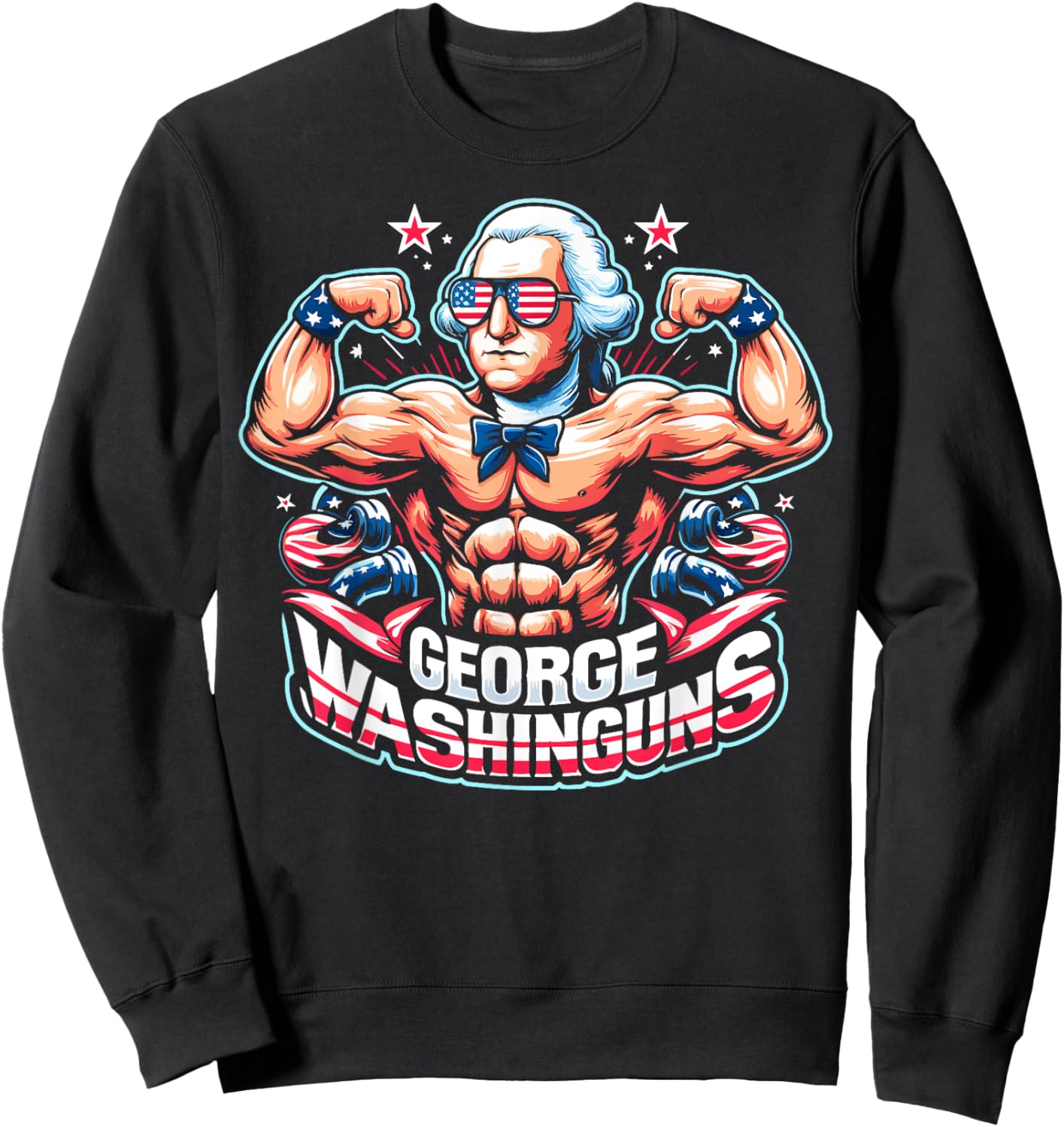 George Washinguns 4th of July George Washington Funny Gym Sweatshirt - Sweatshirt | Black