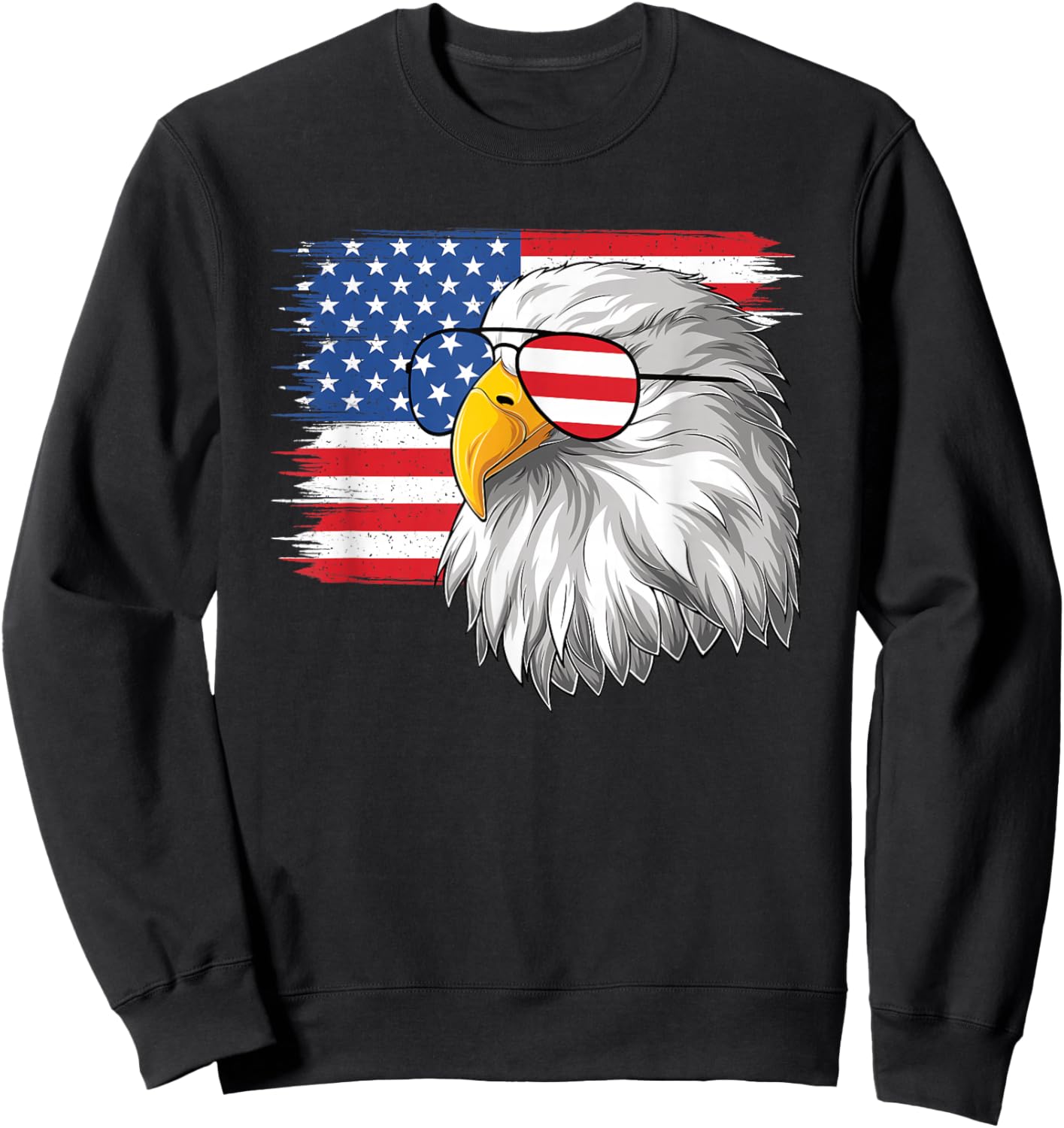 Funny 4th Of July American Flag Patriotic Eagle USA Men Boys Sweatshirt - Sweatshirt | Black