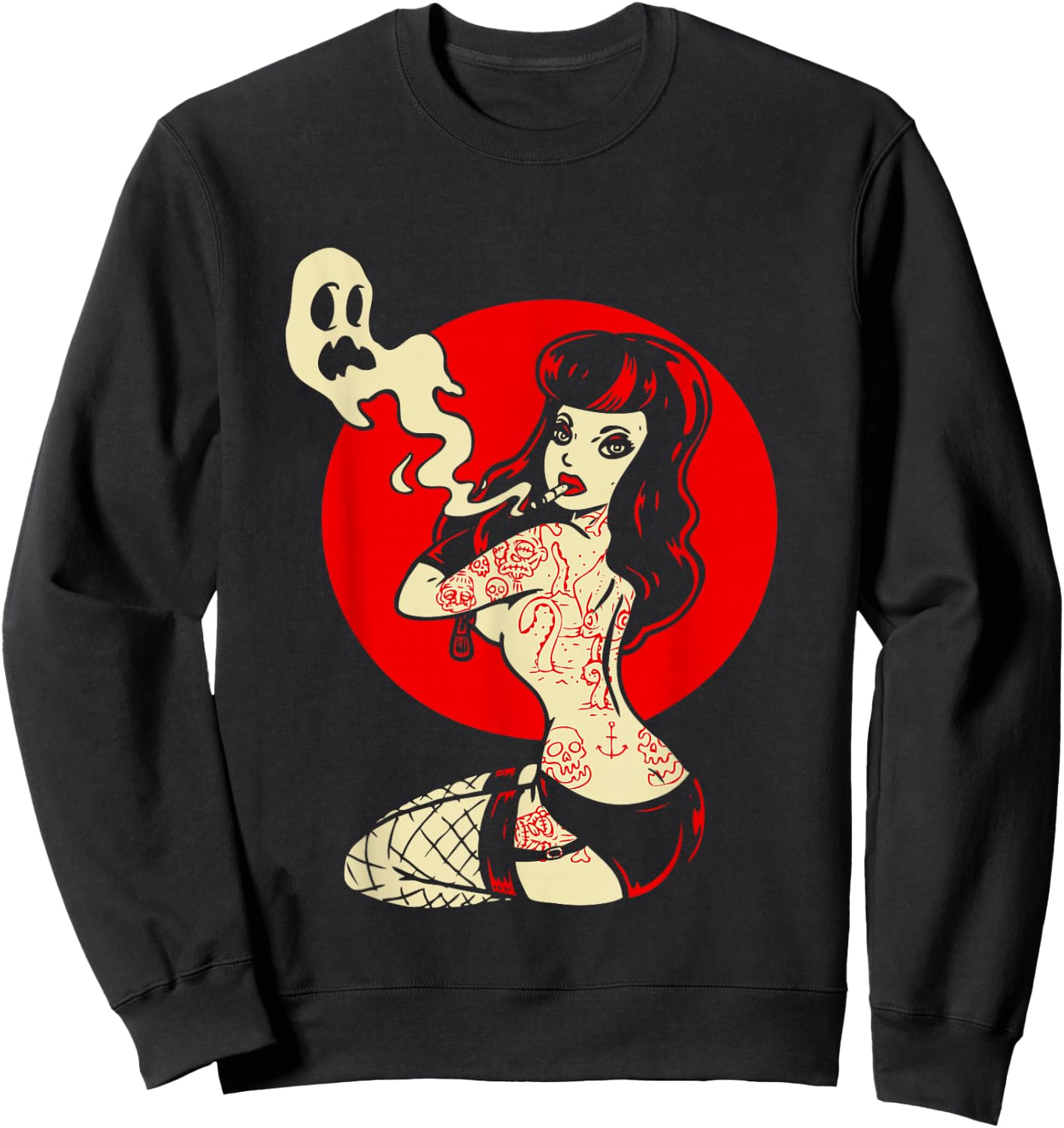 Horror Pinup Sexy Goth Girl Burlesque - Psychobilly Punk Art Sweatshirt - Sweatshirt | Black