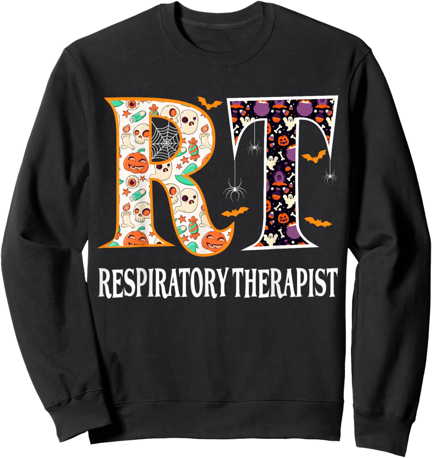 RT Halloween Respiratory Therapist Halloween RT Nurse Sweatshirt - Sweatshirt | Black