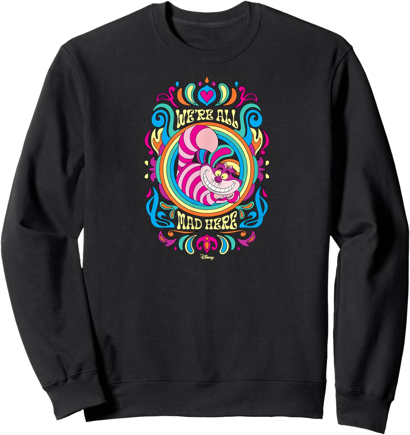 Alice in Wonderland - We're All Mad Here Psychedelic Pattern Sweatshirt - Sweatshirt | Black