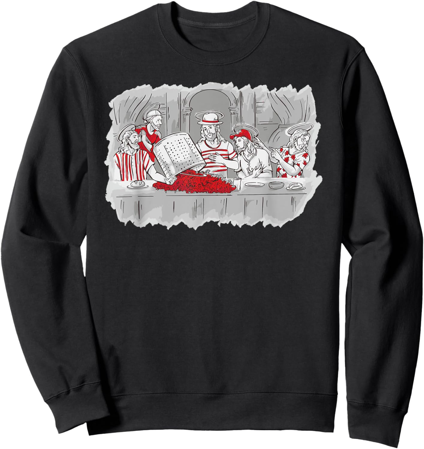 Louisiana Last Supper Funny Crawfish Boil Jesus Cajun Joke Sweatshirt - Sweatshirt | Black
