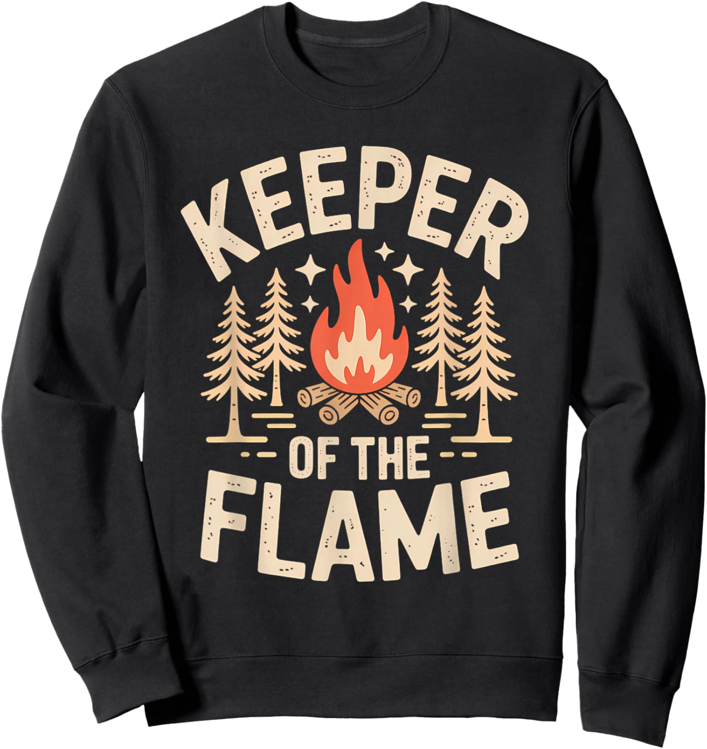 Keeper of The Flame Campfire Camping Outdoor Fire Sweatshirt - Sweatshirt | Black