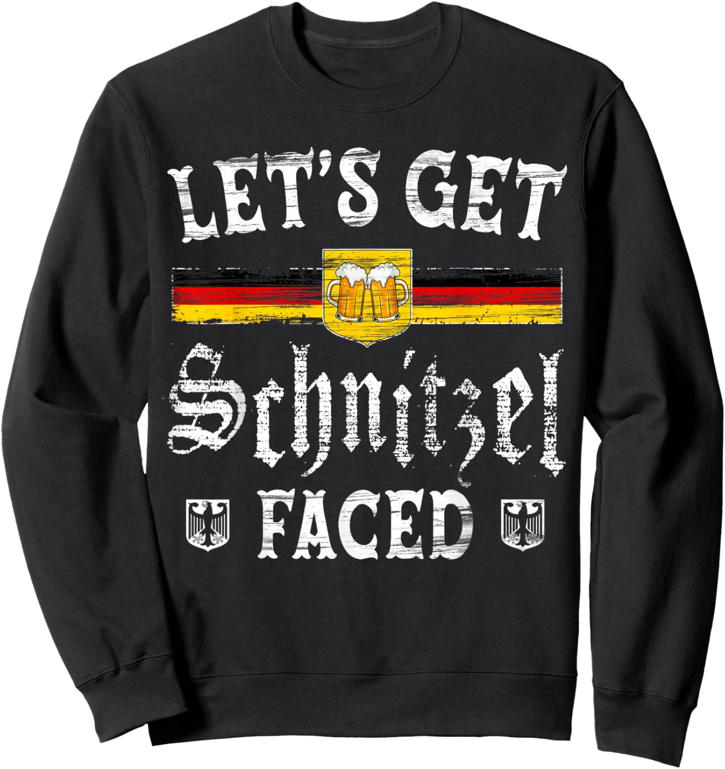 Lets Get Schnitzel Faced Funny Oktoberfest Men Women Sweatshirt - Sweatshirt | Black