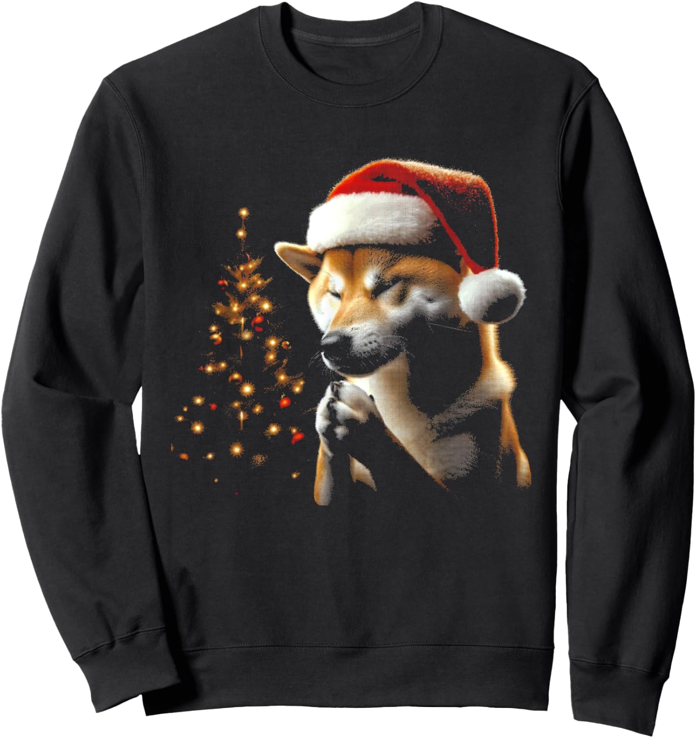Shiba Inu Dog Santa Hat - Vintage Dog Xmas Christmas Lover Men Women Kids Sweatshirt - Sweatshirt | Black