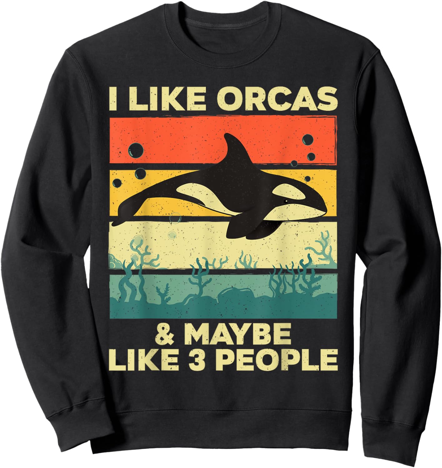 Cool Orca Design Women Kids Killer Whale Ocean Orca Sweatshirt - Sweatshirt | Black