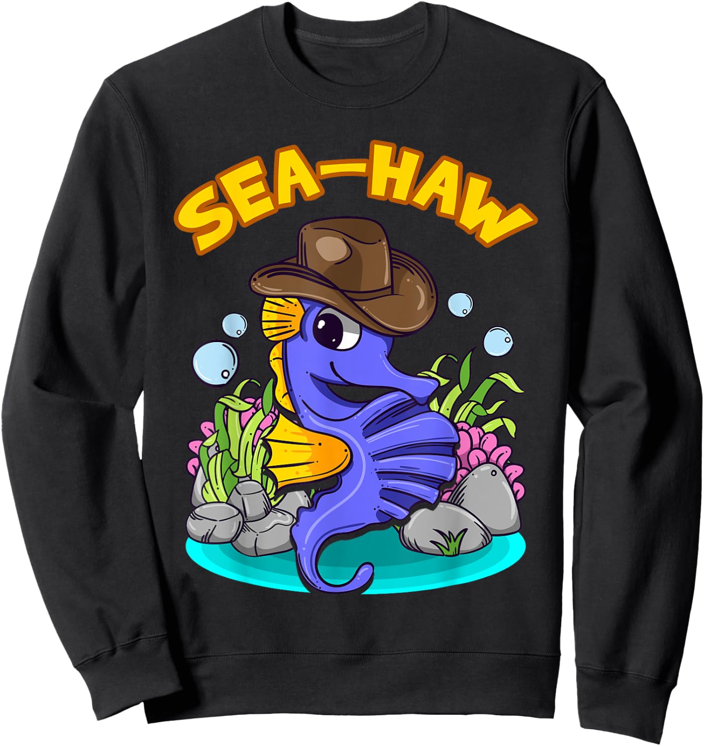 Sea Haw Seahorse Cowboy Western Fish Sweatshirt - Sweatshirt | Black