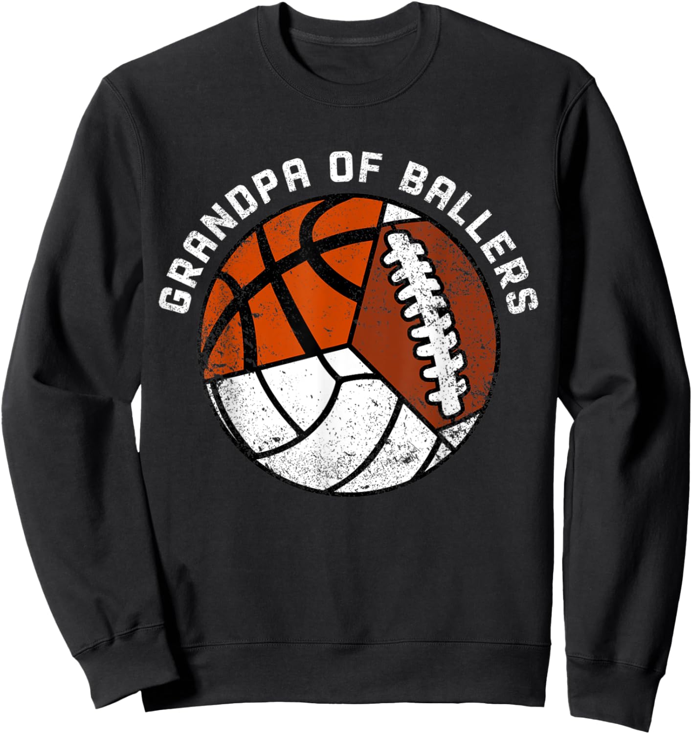 Grandpa Of Ballers Funny Volleyball Basketball Football Sweatshirt - Sweatshirt | Black