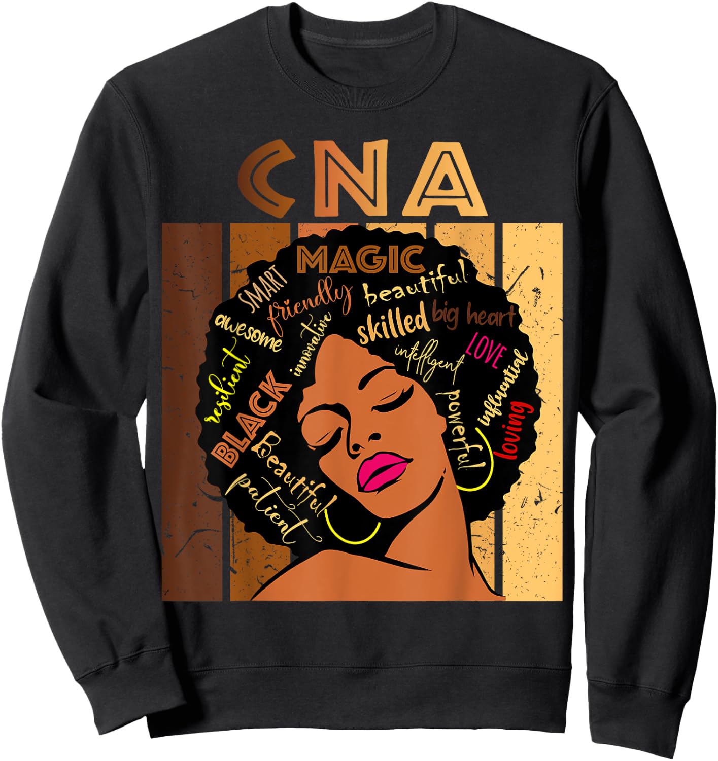 Black CNA Certified Nurse Assistant Afro African American Sweatshirt - Sweatshirt | Black