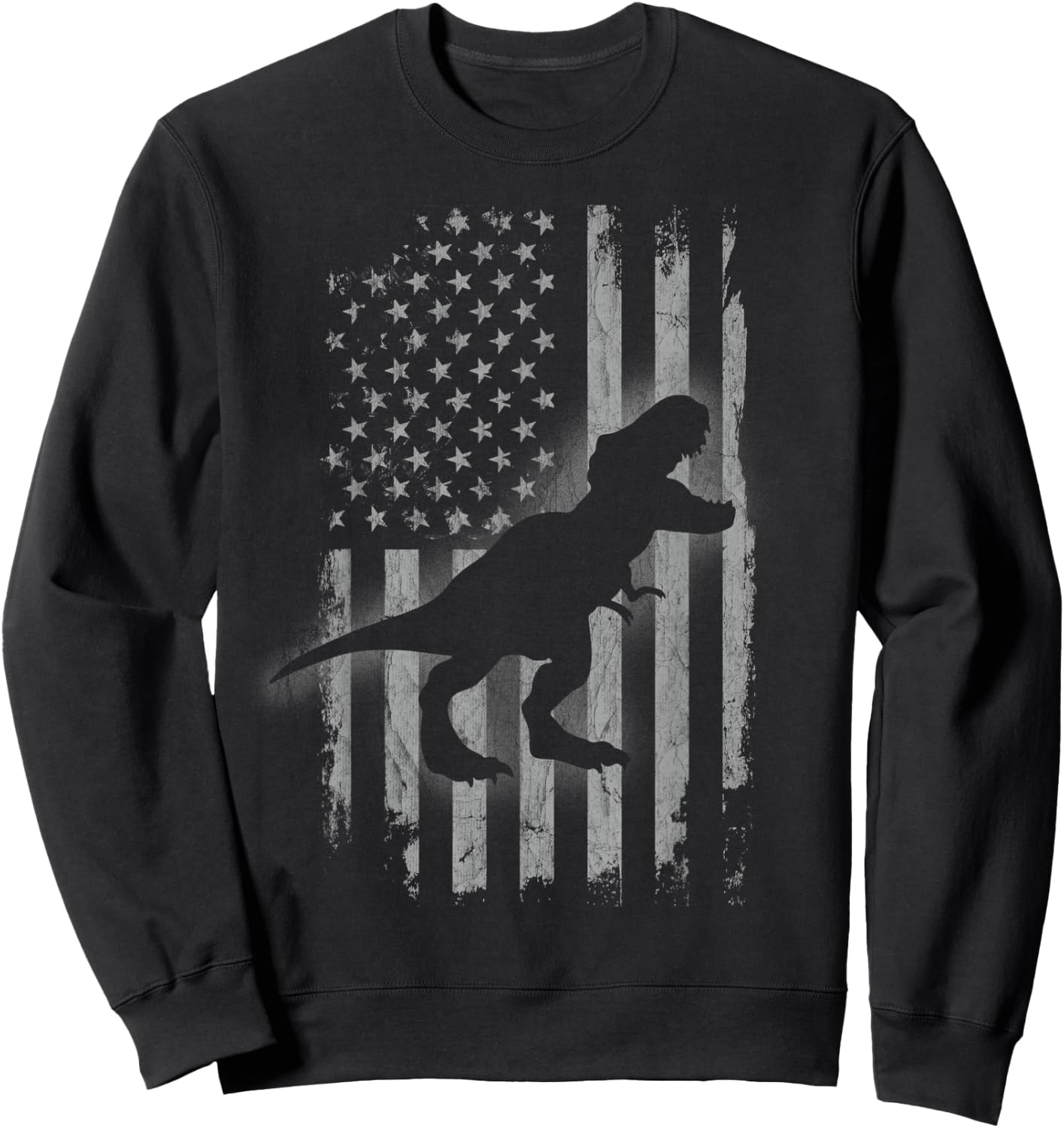 Patriotic Dinosaur American Flag Cool T-Rex Dino Lover Sweatshirt - Sweatshirt | Black