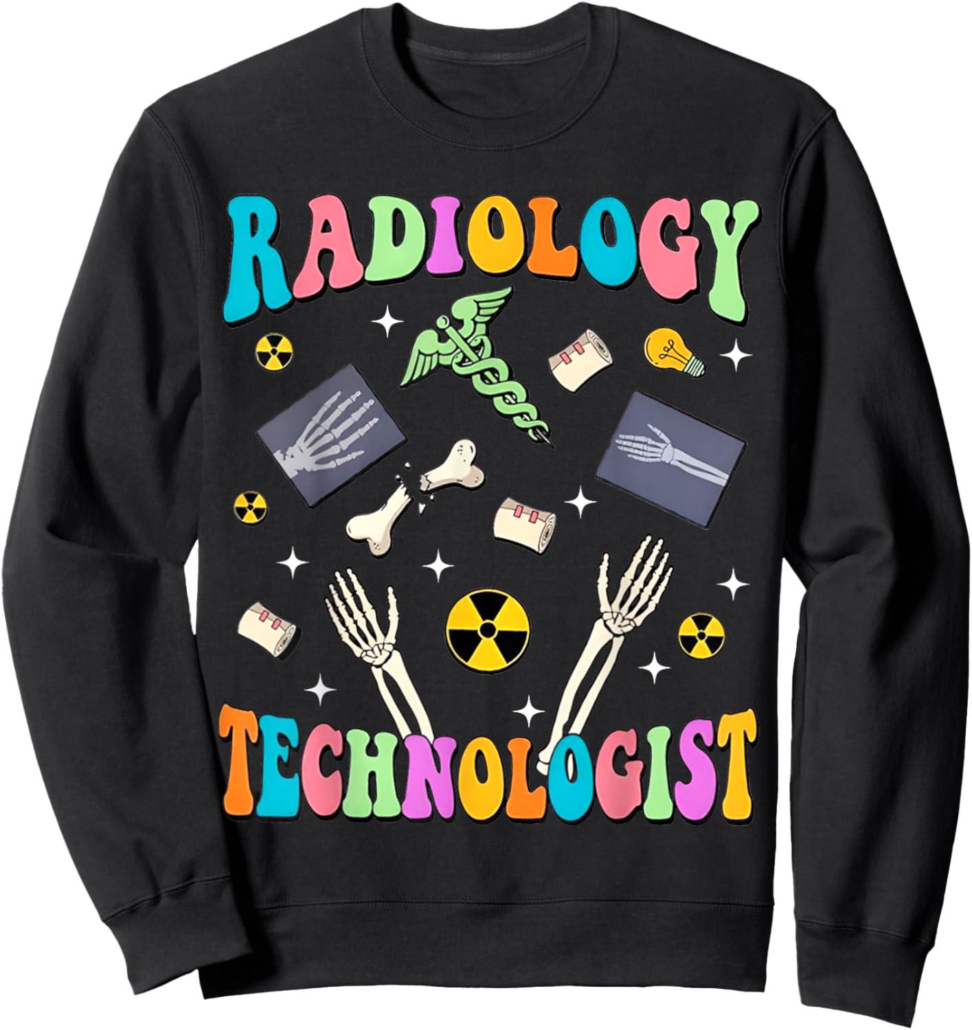 Retro Groovy Radiology Technologist X-Ray Tech Radiologic Sweatshirt - Sweatshirt | Black