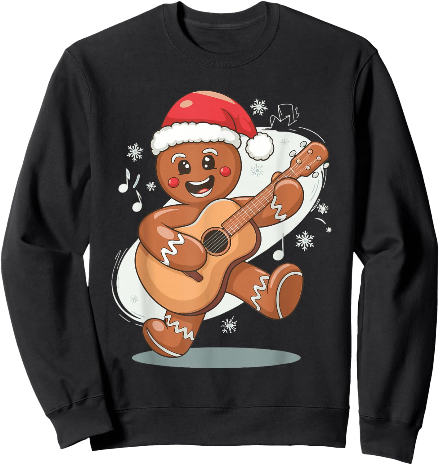 Gingerbread Playing Guitar Sweatshirt - Sweatshirt | Black