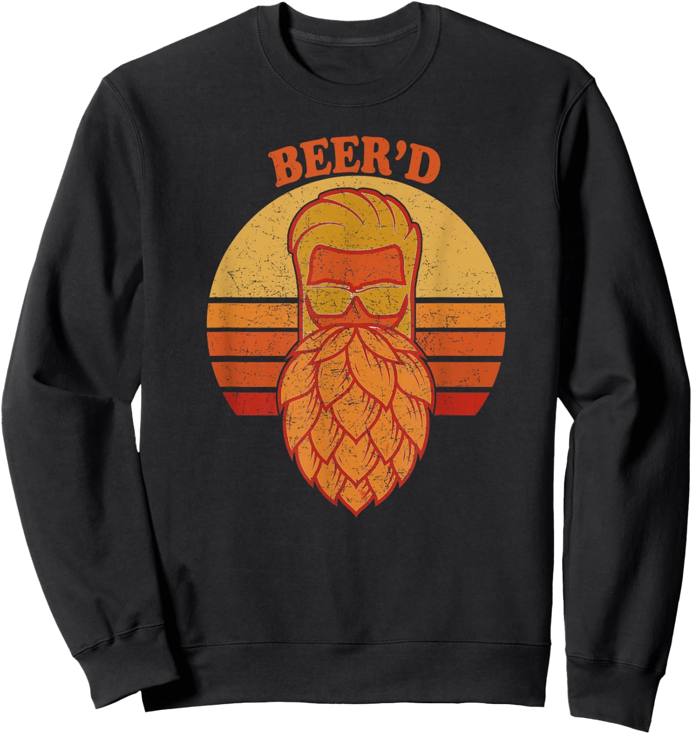 Beer d - Hops Beard - Beer Garden Retro Sunset Sweatshirt - Sweatshirt | Black