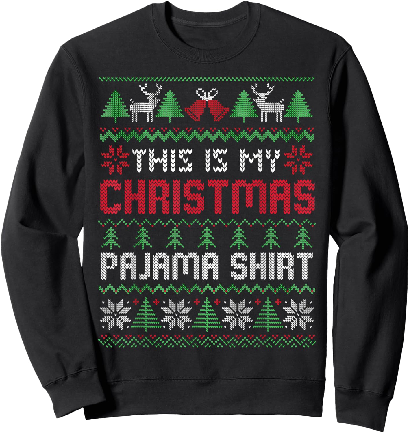 This Is My Christmas Pajama Shirt Lights Family Matching Kid Sweatshirt - Sweatshirt | Black