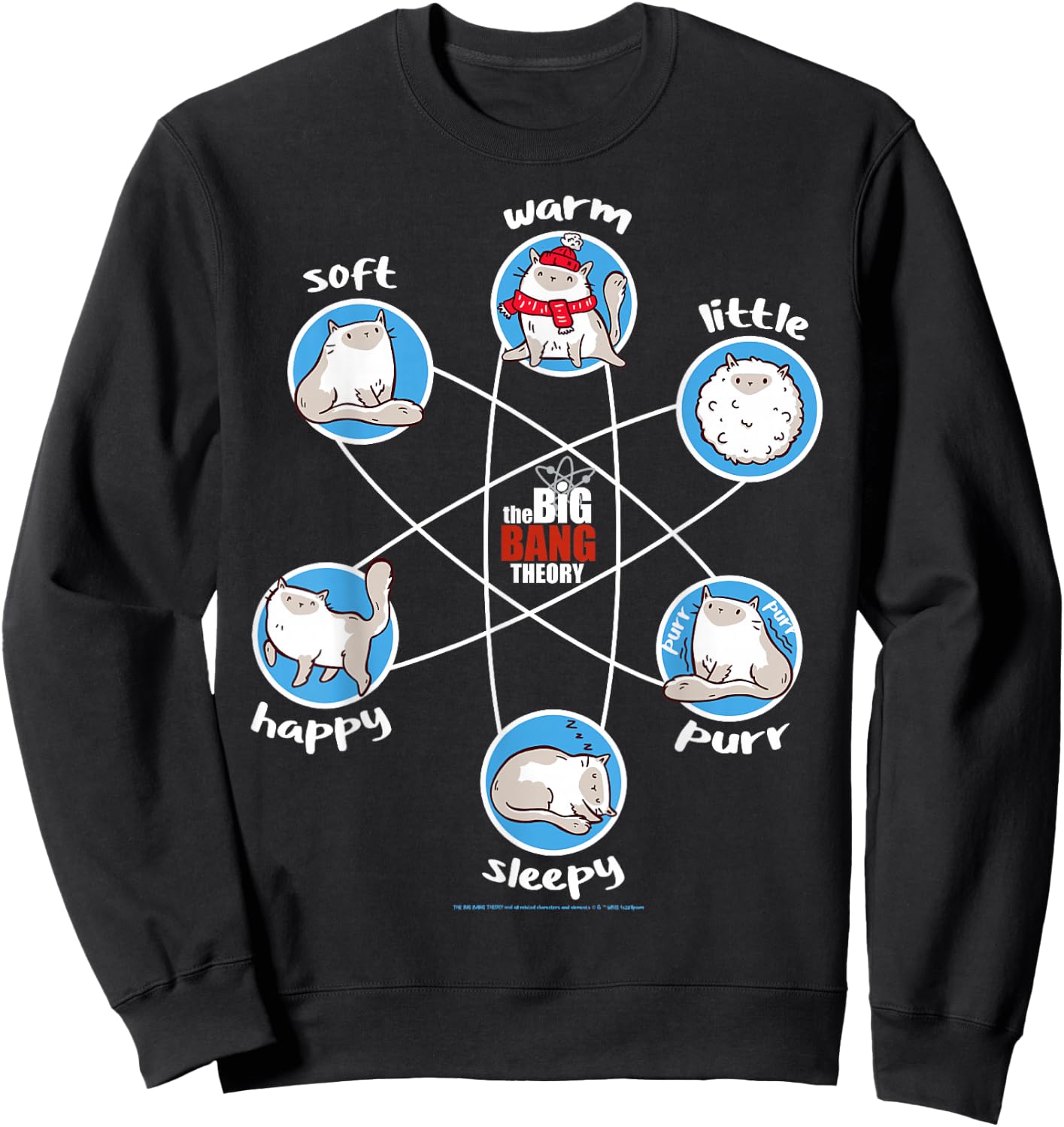 The Big Bang Theory Soft Warm Little Happy Sleepy Kitty Sweatshirt - Sweatshirt | Black