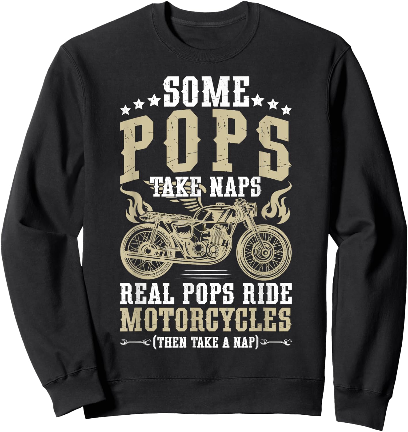 Real Pops Ride Motorcycle Rider Pop Biker Pop Grandpa Sweatshirt - Sweatshirt | Black