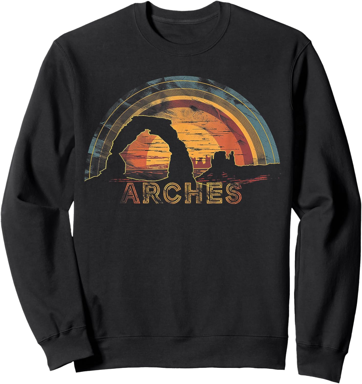 Arches - US National Park Vintage Men Women Kids Retro Sweatshirt - Sweatshirt | Black