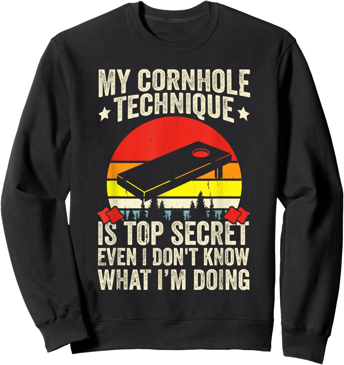 Funny Toss Game Cornhole Sweatshirt - Sweatshirt | Black
