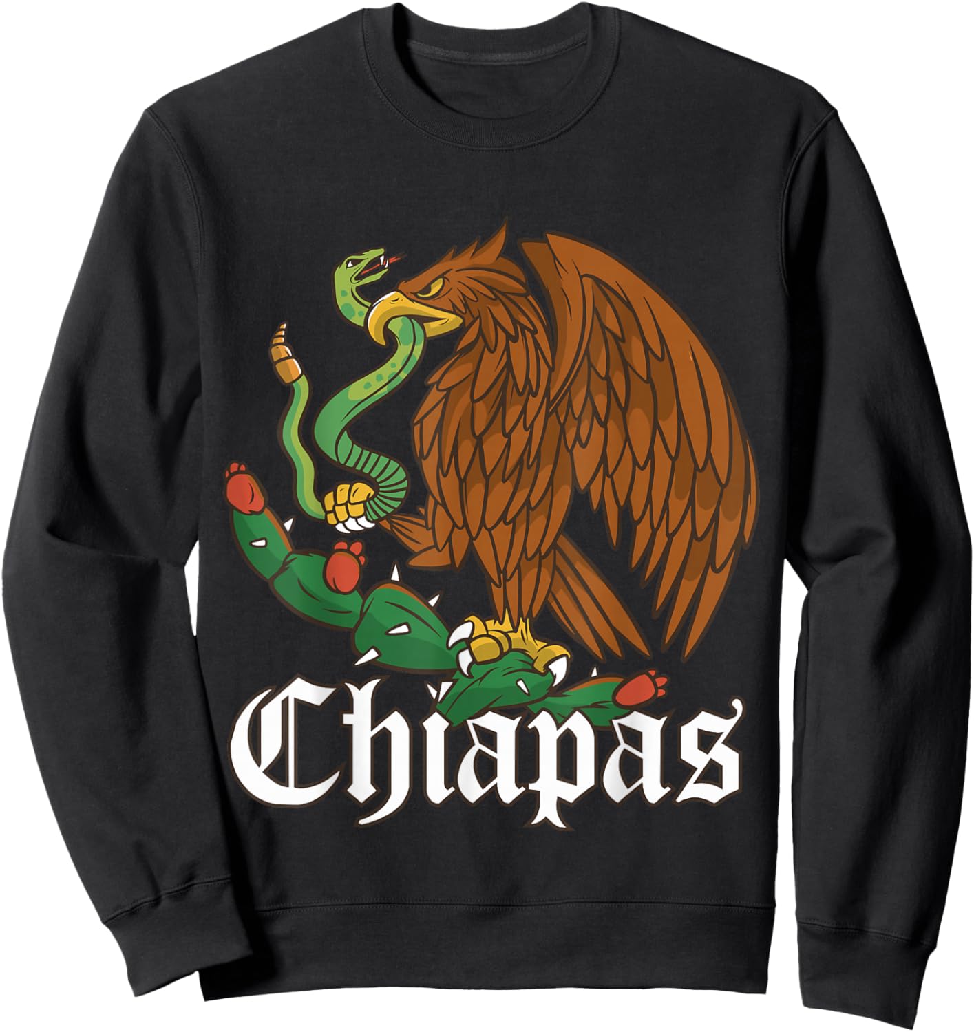 Chiapas Mexico with Mexican Eagle, Chiapas Sweatshirt - Sweatshirt | Black