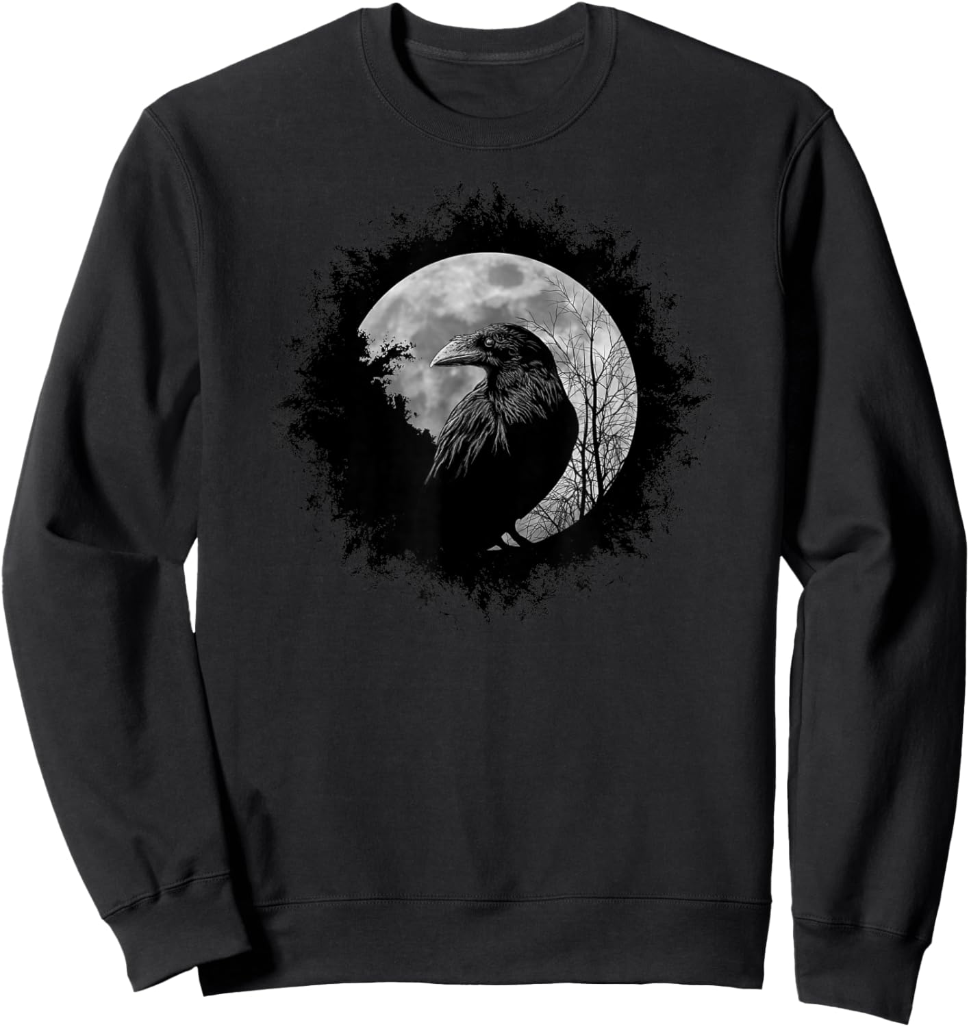 Black Crow Mystical Raven at Full Moon Sweatshirt - Sweatshirt | Black