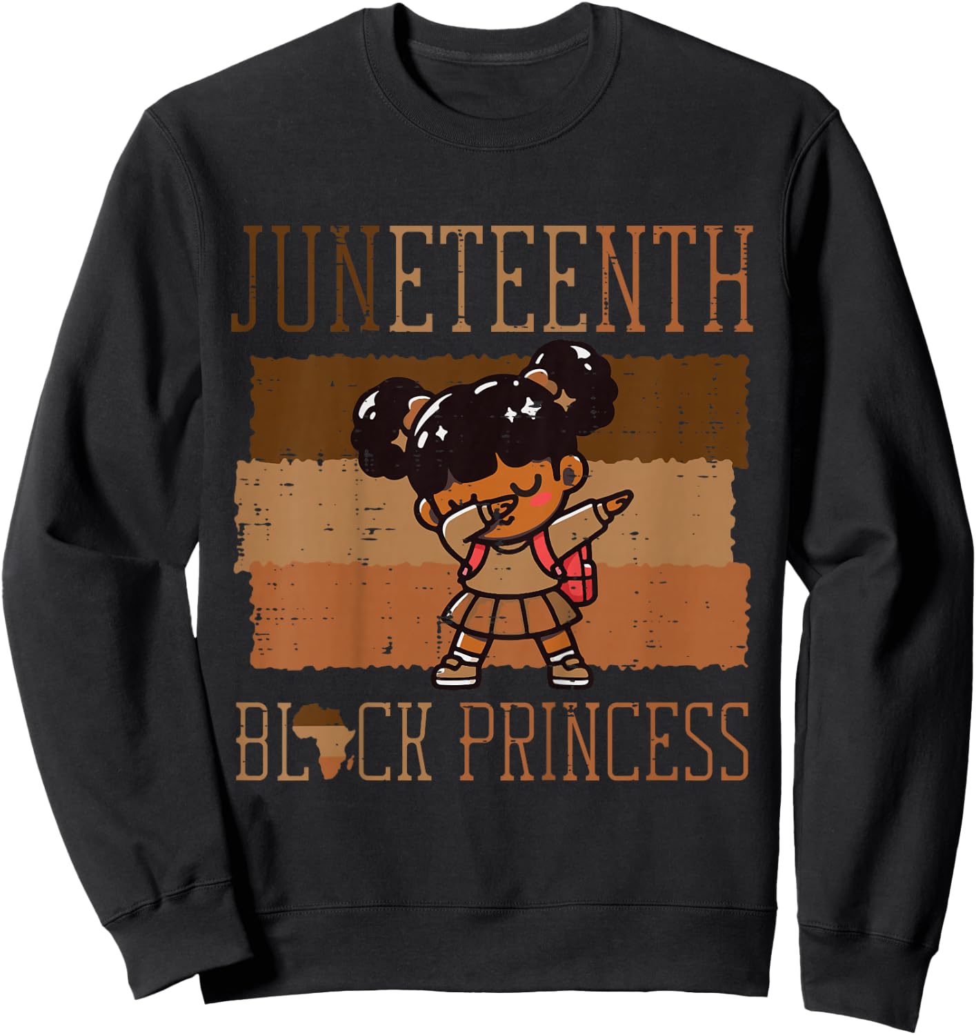 Kids Juneteenth Black Princess Black African June 19th Girls Kids Sweatshirt - Sweatshirt | Black