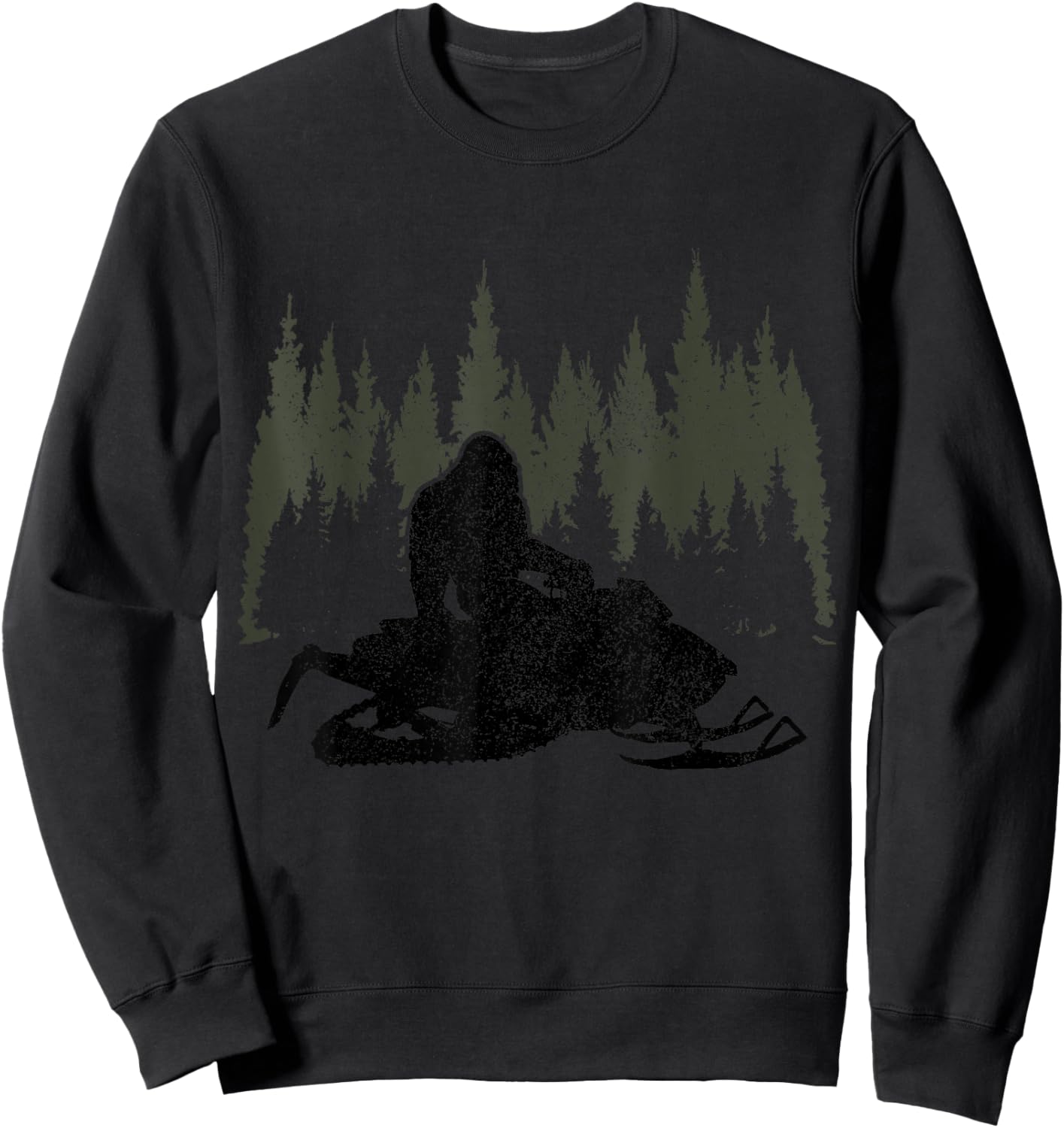 Snowmobile Bigfoot Snowmobile Sledge Funny Vintage Sweatshirt - Sweatshirt | Black