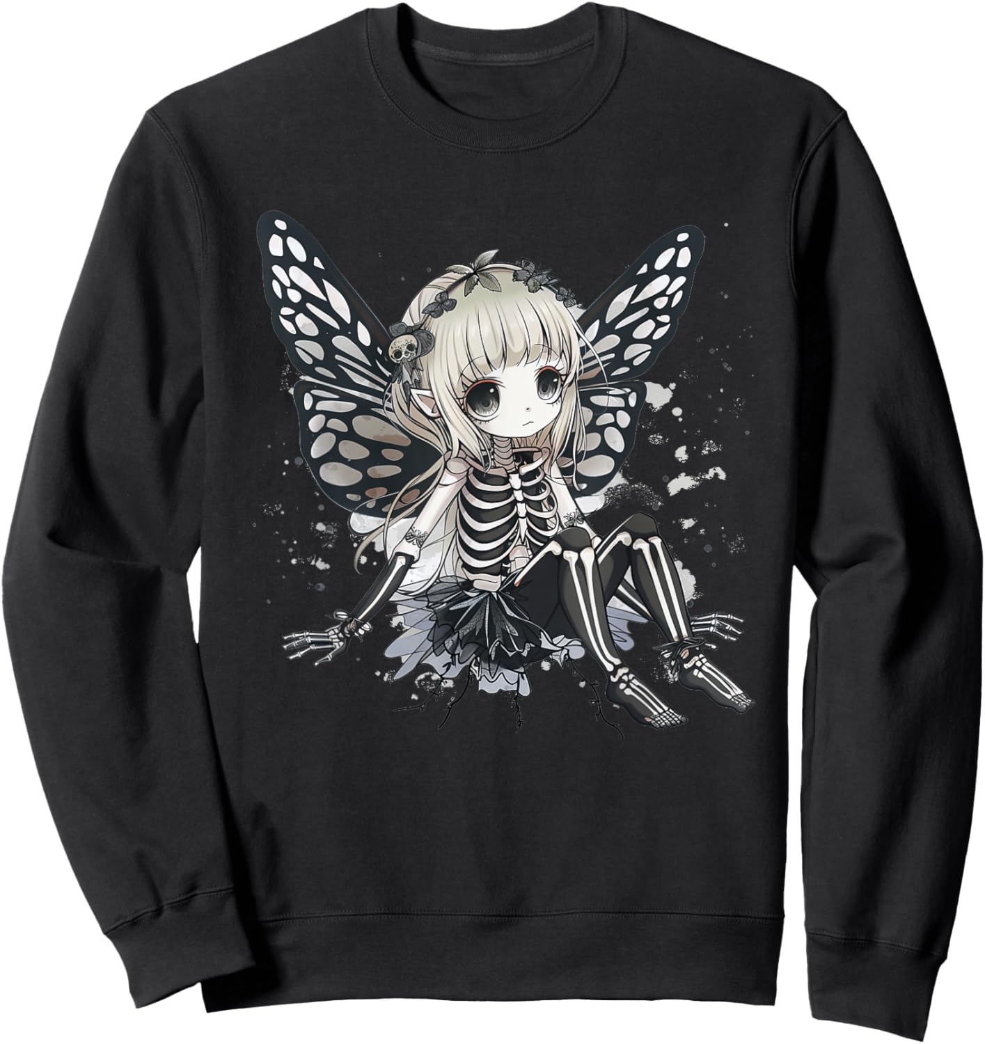 Skeleton Fairy Anime Goth Kawaii Sweatshirt - Sweatshirt | Black