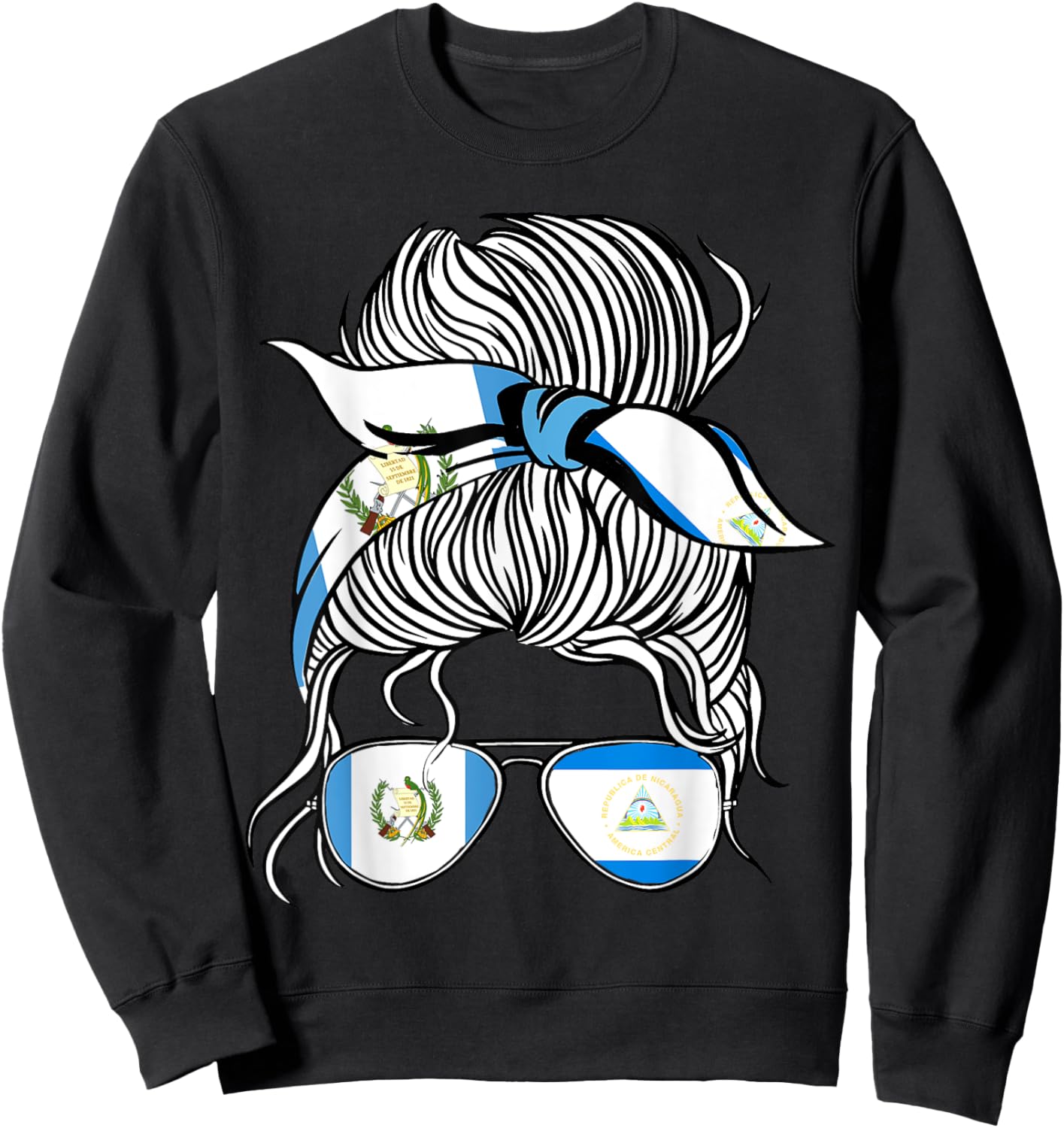 Guatemala Flag Nicaragua Grown Women Girl Country Sweatshirt - Sweatshirt | Black