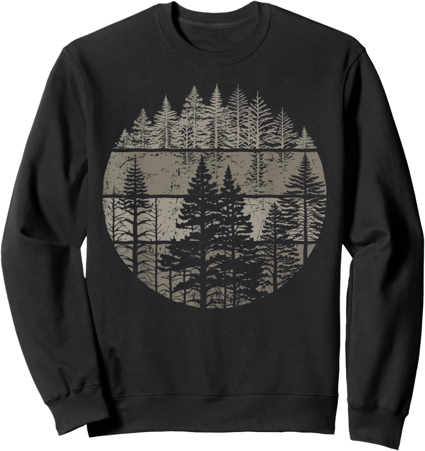 Retro Forest Trees Outdoors Nature Women Men Vintage Graphic Sweatshirt - Sweatshirt | Black