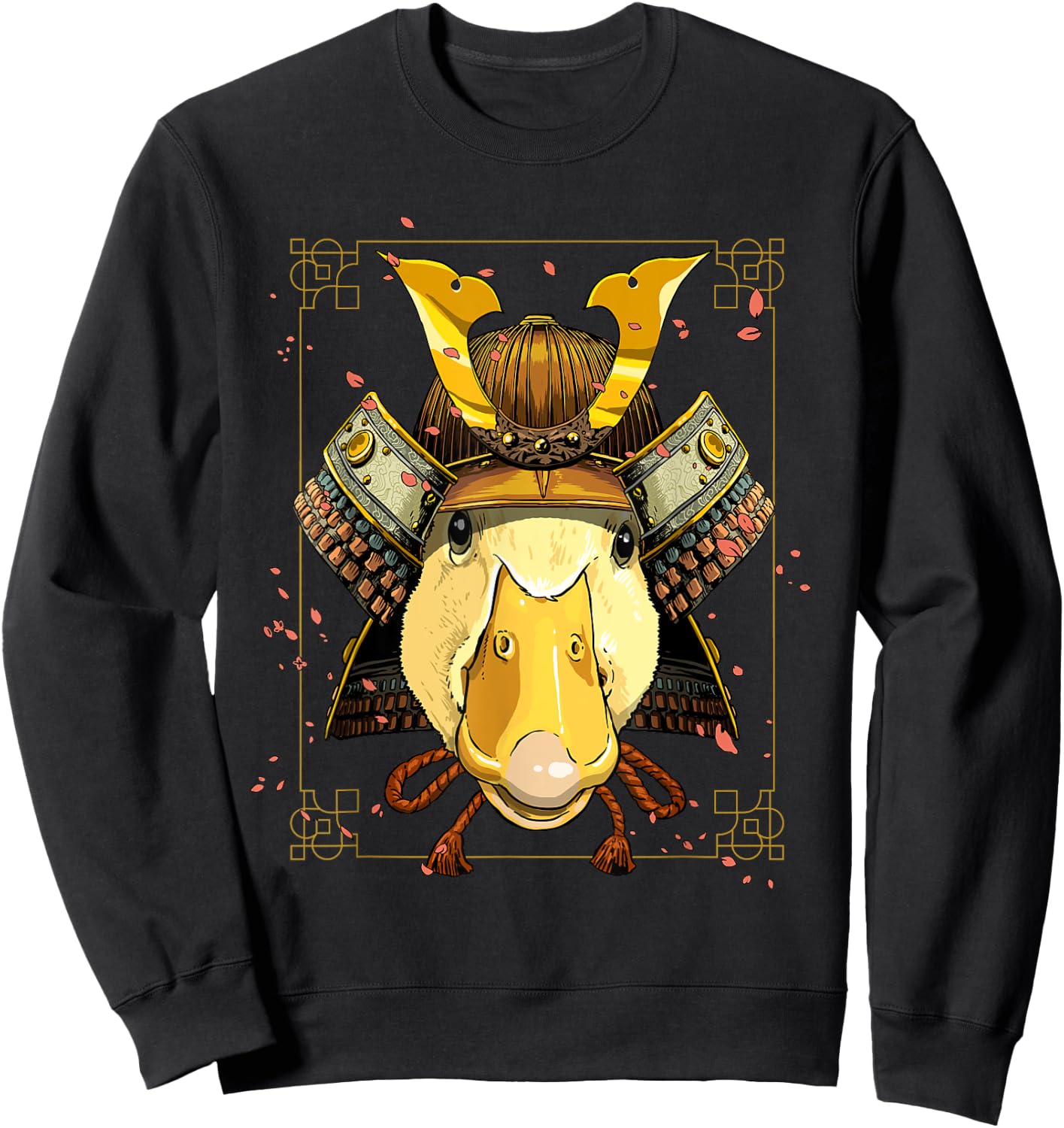 Japanese Samurai Duck Bird Animal Face Waterfowl Duck Lover Sweatshirt - Sweatshirt | Black