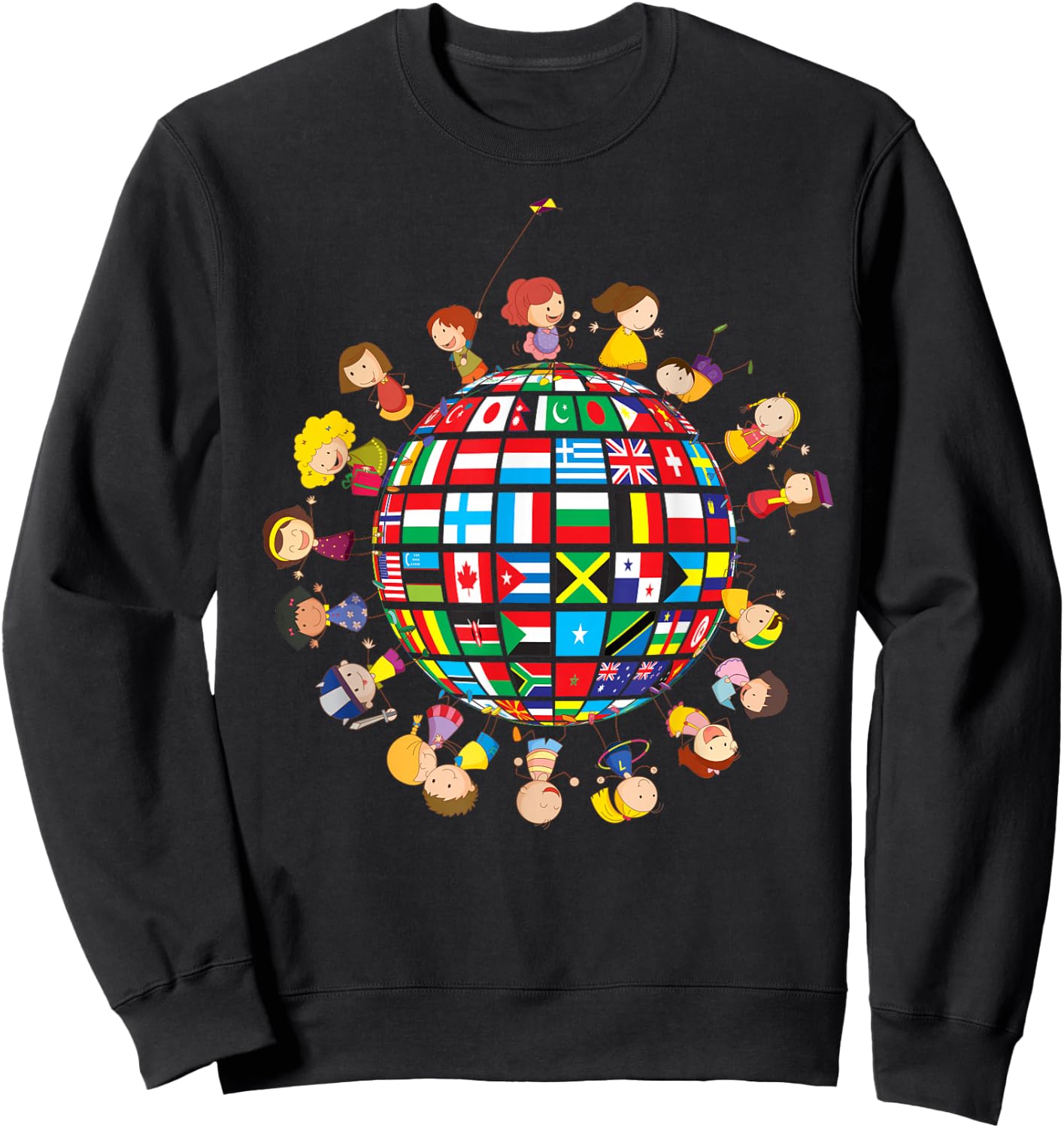 Flags of the World Kids around the Globe Cultural diversity Sweatshirt - Sweatshirt | Black